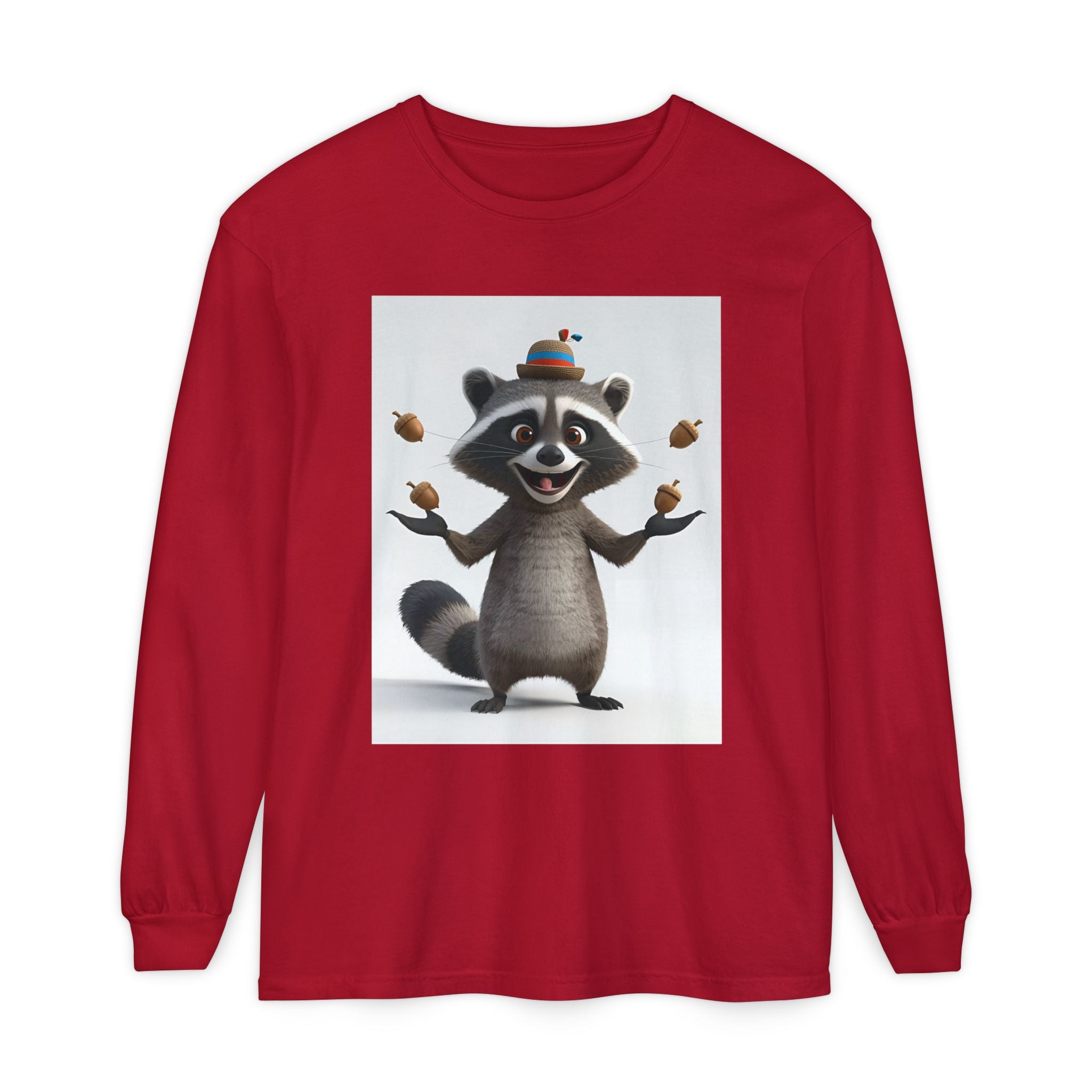 Raccoon Unisex Garment-dyed Long Sleeve T-Shirt