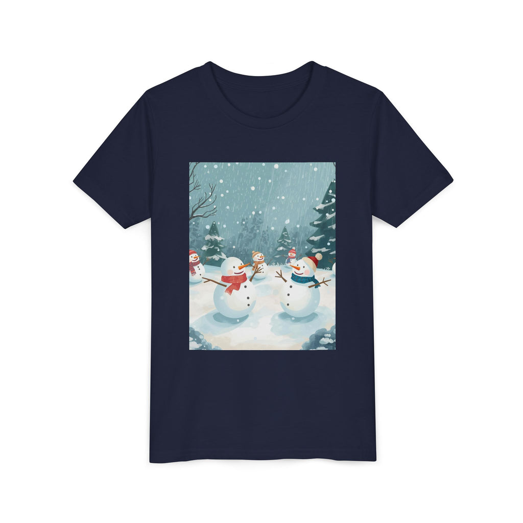 Festive Christmas Snowman Youth Short Sleeve Tee