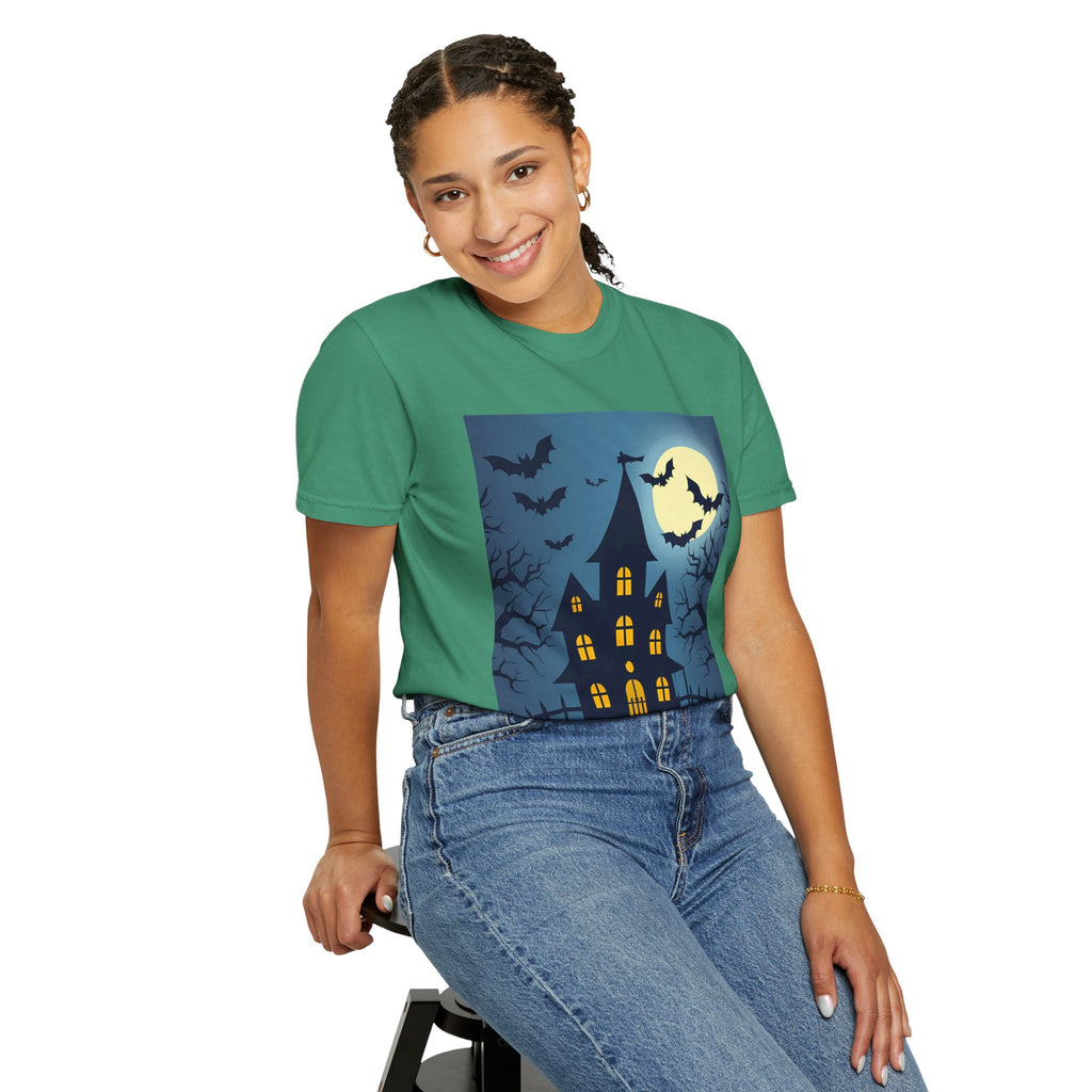 Haunted House T-Shirt, Spooky Halloween Tee, Unisex Shirt, Fall Apparel, Ghostly Graphic Tee, October Celebration Outfit