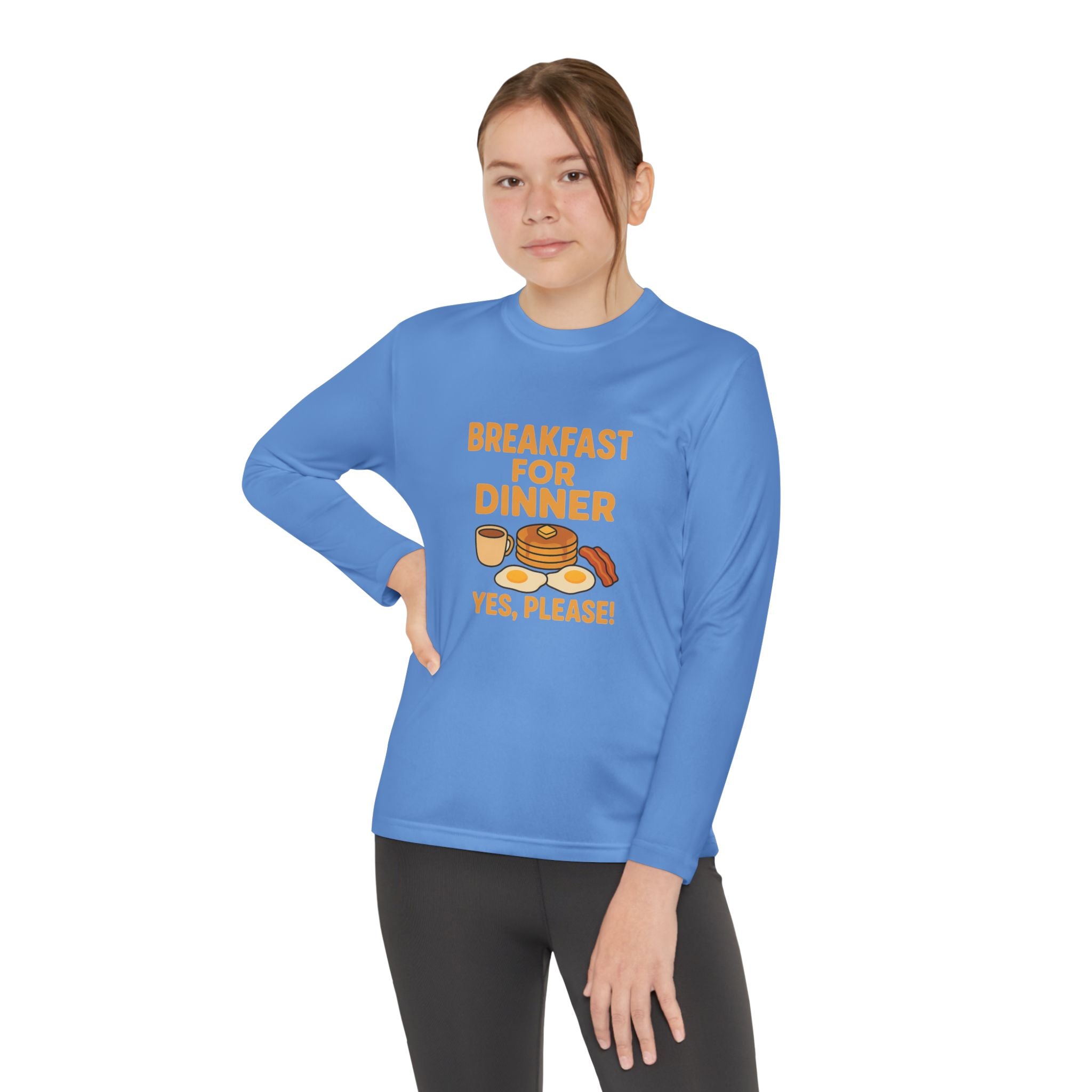 Breakfast For Dinner Youth Long Sleeve Competitor Tee