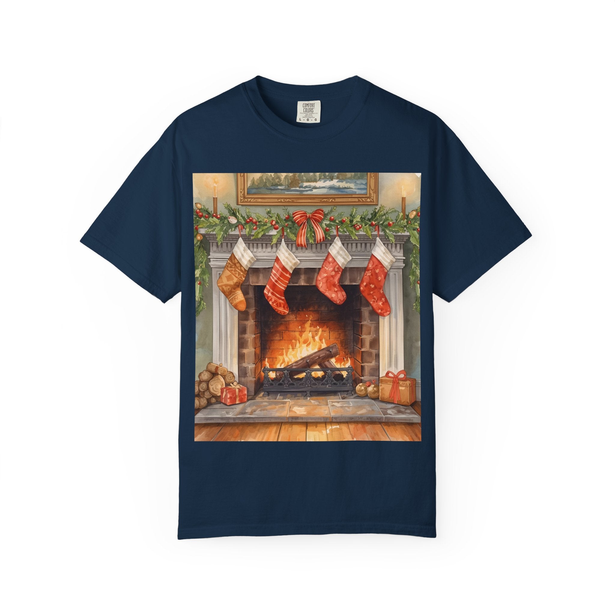 Cozy Christmas Fireplace T-Shirt | Unisex Holiday Tee | Gift for Him/Her | Festive Layering Top | Merry Christmas Apparel