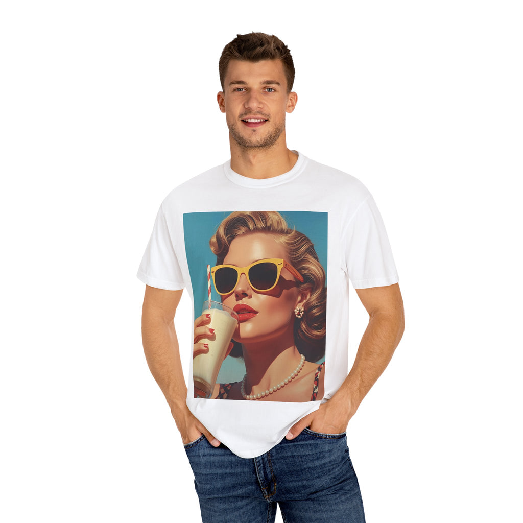 Retro Pop Art Summer Vibe T-shirt | Unisex Garment-Dyed Tee, Vintage Style Shirt, Trendy Summer Wear, Perfect Gift for Her, Casual Everyday Top