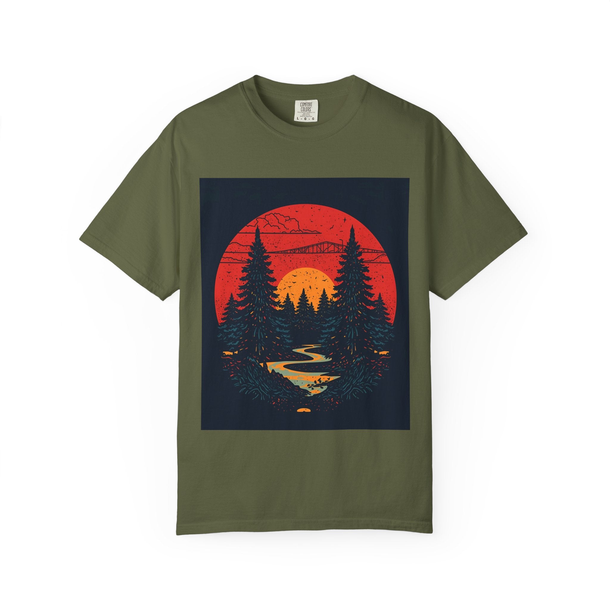 Sunset Forest Unisex Tee, Outdoor Adventure Shirt, Nature Lover Gift, Casual Stylish Top, Fall Fashion T-shirt