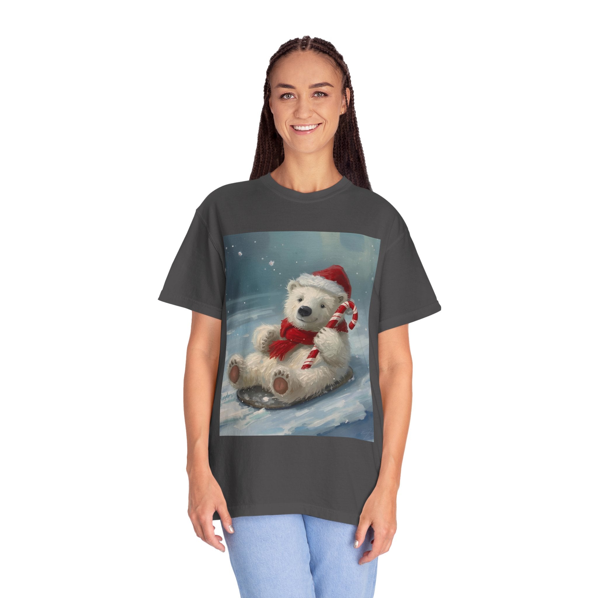 Cozy Christmas Bear T-Shirt, Winter Apparel, Holiday Gift, Family Matching Tee, Cute Polar Bear Design, Festive Outfit