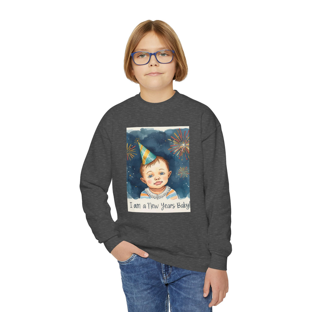 I Am A New Years Baby Youth Crewneck Sweatshirt