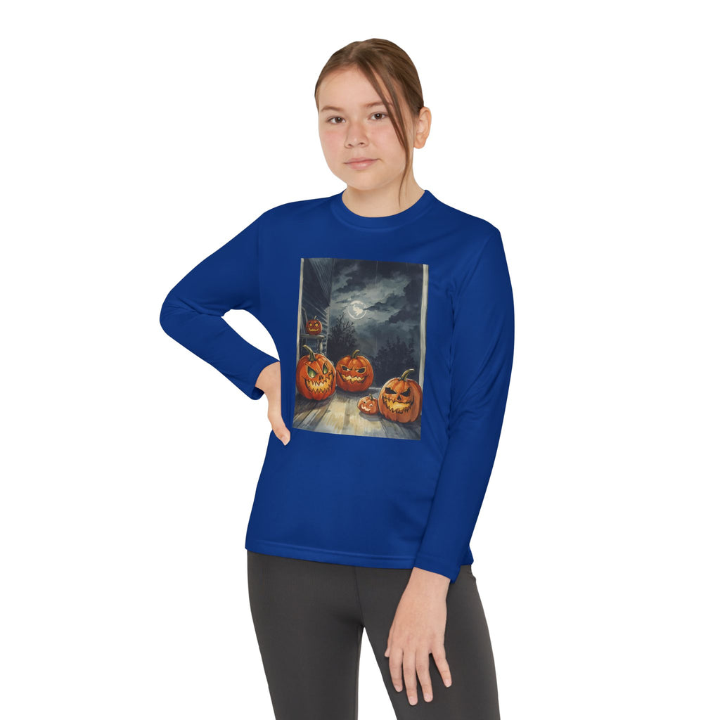 Halloween Pumpkin Spooky Youth Long Sleeve Competitor Tee