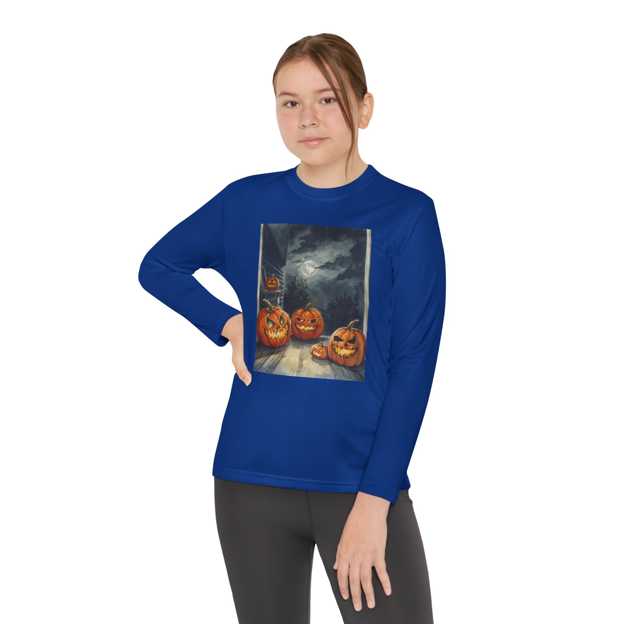 Halloween Pumpkin Spooky Youth Long Sleeve Competitor Tee