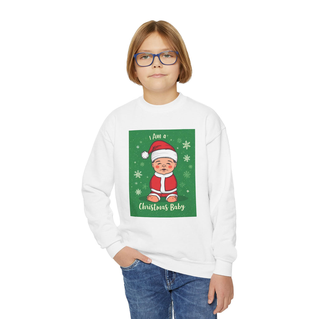 I Am A Christmas Baby Youth Crewneck Sweatshirt