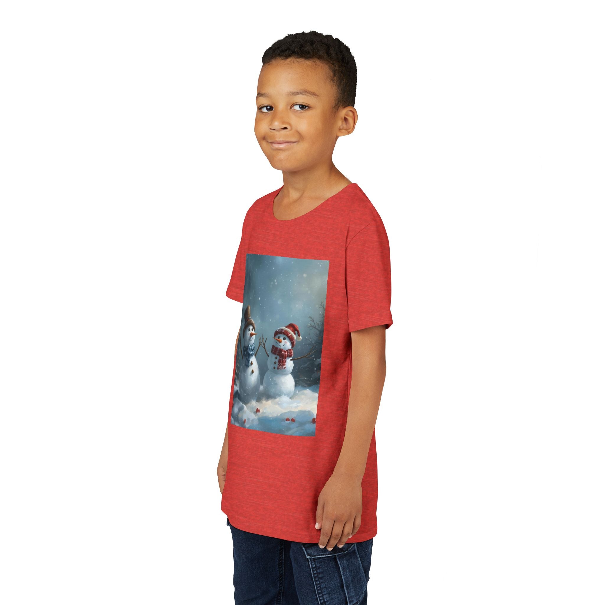 Youth Christmas Snowman Tee, Winter T-Shirt, Christmas Gift, Holiday Apparel, Kids Winter Wear, Cute Snowman Design