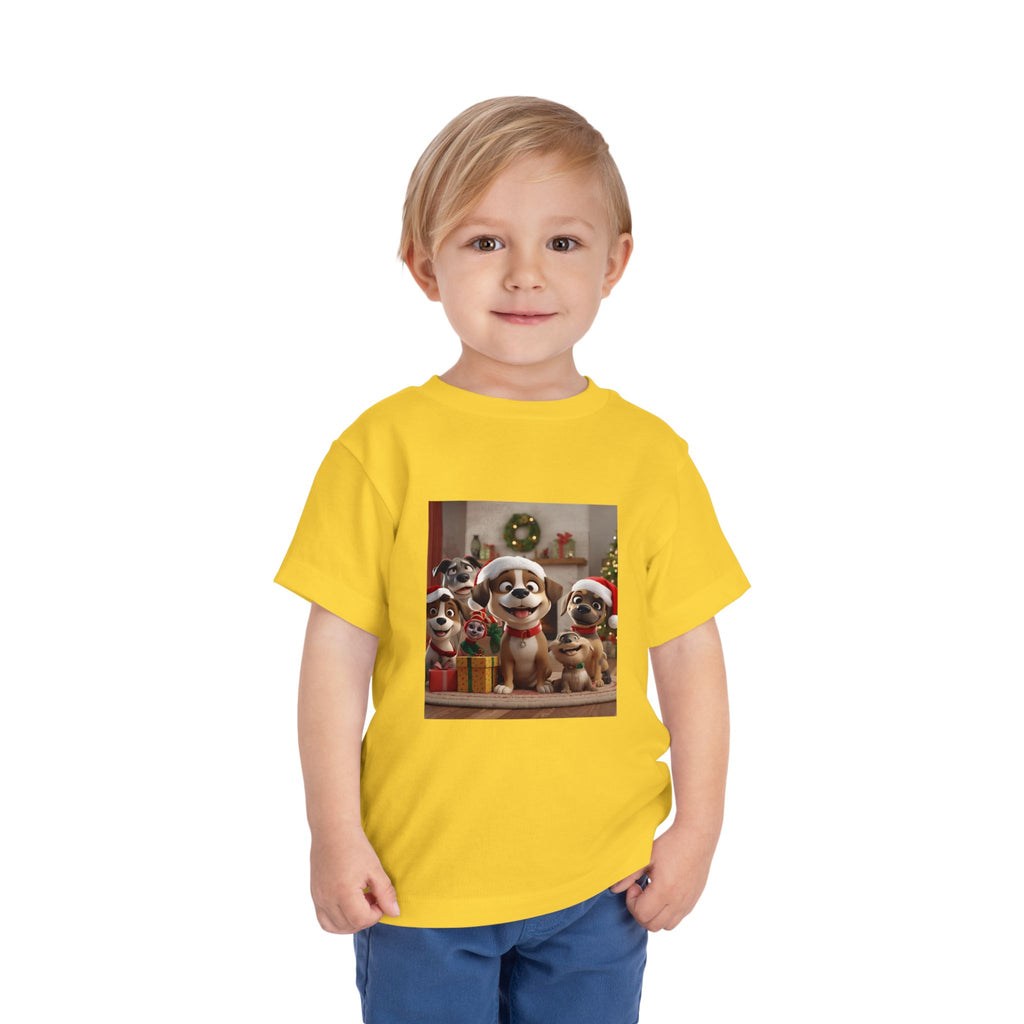 Cute Christmas Festive Puppy Toddler Tee, Cute Dog Christmas Shirt, Kids Holiday Clothing, Animal Lover Gift, Birthday Outfit