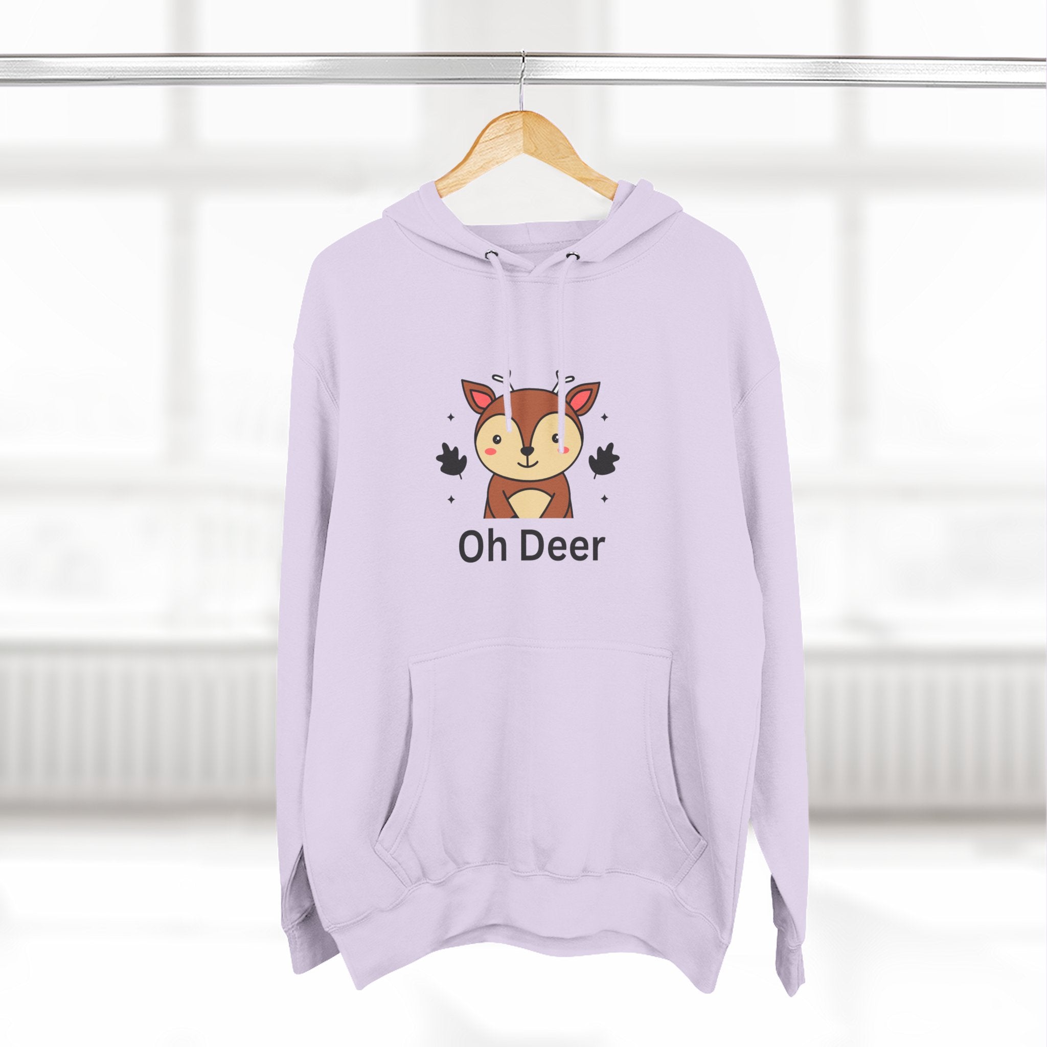 Oh Deer Fleece Hoodie - Cozy Wildlife Sweater, Cute Animal Apparel, Gifts for Nature Lovers, Cute Fall Outfit, Seasonal Comfort Wear