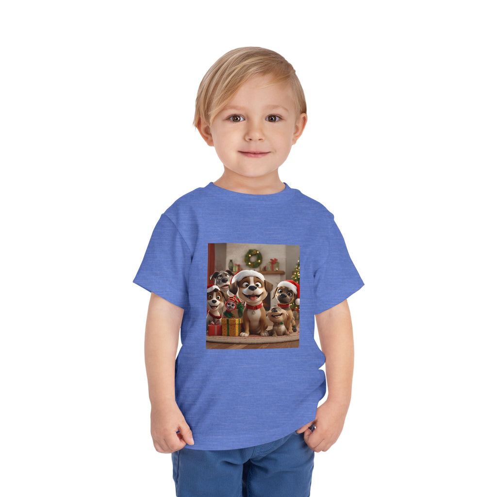 Cute Christmas Festive Puppy Toddler Tee, Cute Dog Christmas Shirt, Kids Holiday Clothing, Animal Lover Gift, Birthday Outfit