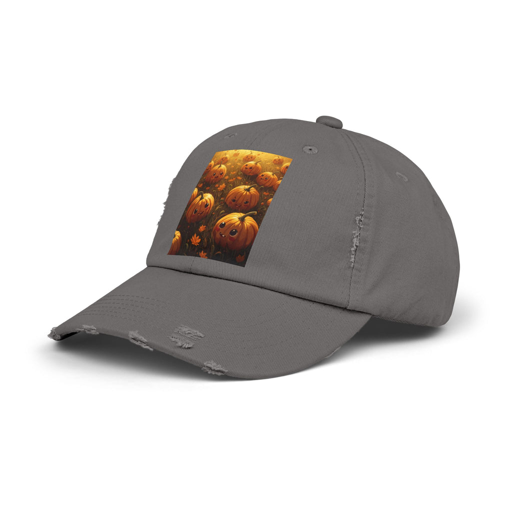 Unisex Distressed Pumpkin Cap, Vintage Halloween Hat, Fall Fashion Accessory, Casual Everyday Wear, Gift for Pumpkin Lovers