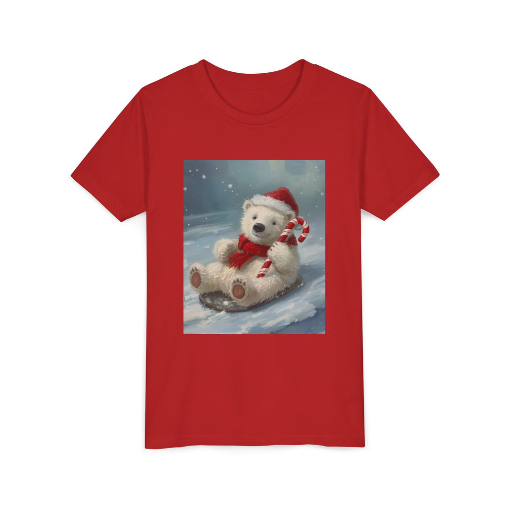 Cute Christmas Bear Youth Short Sleeve Tee