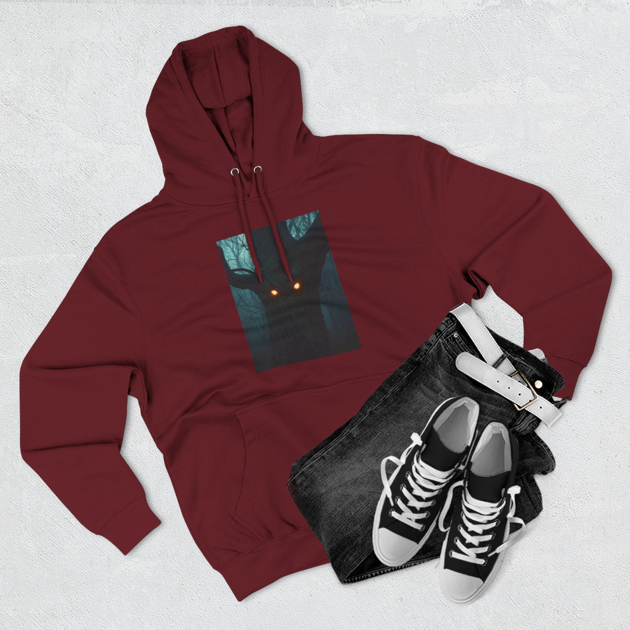 Chilling Nighttime Hoodie, Cozy Fleece Sweatshirt, Outdoor Adventure Attire, Perfect for Bonfire Nights, Gifts for Nature Lovers