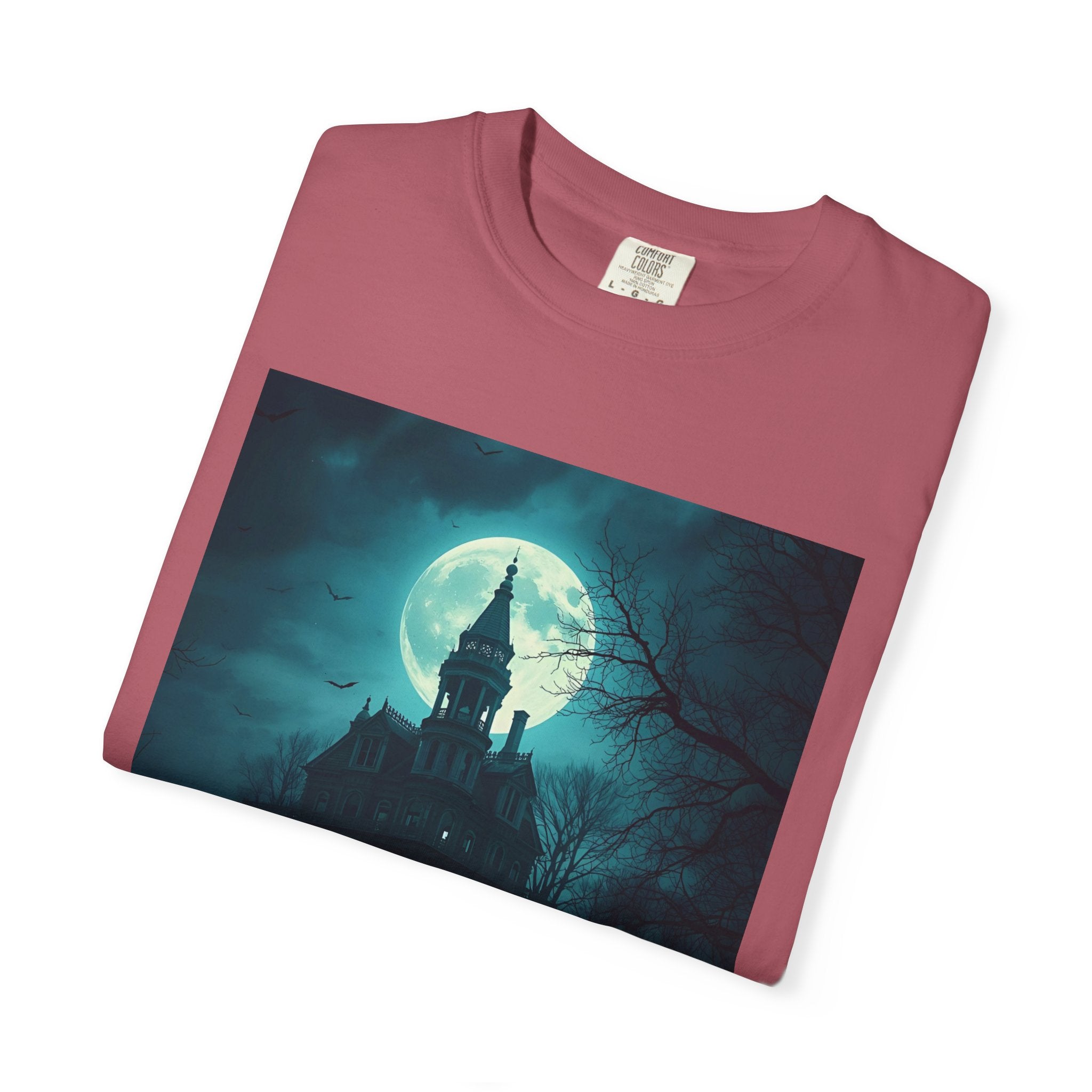 Haunted Moonlit Castle Unisex T-shirt, Gothic Tee, Halloween Apparel, Vintage Style Shirt, Alternative Fashion, Spooky Gift