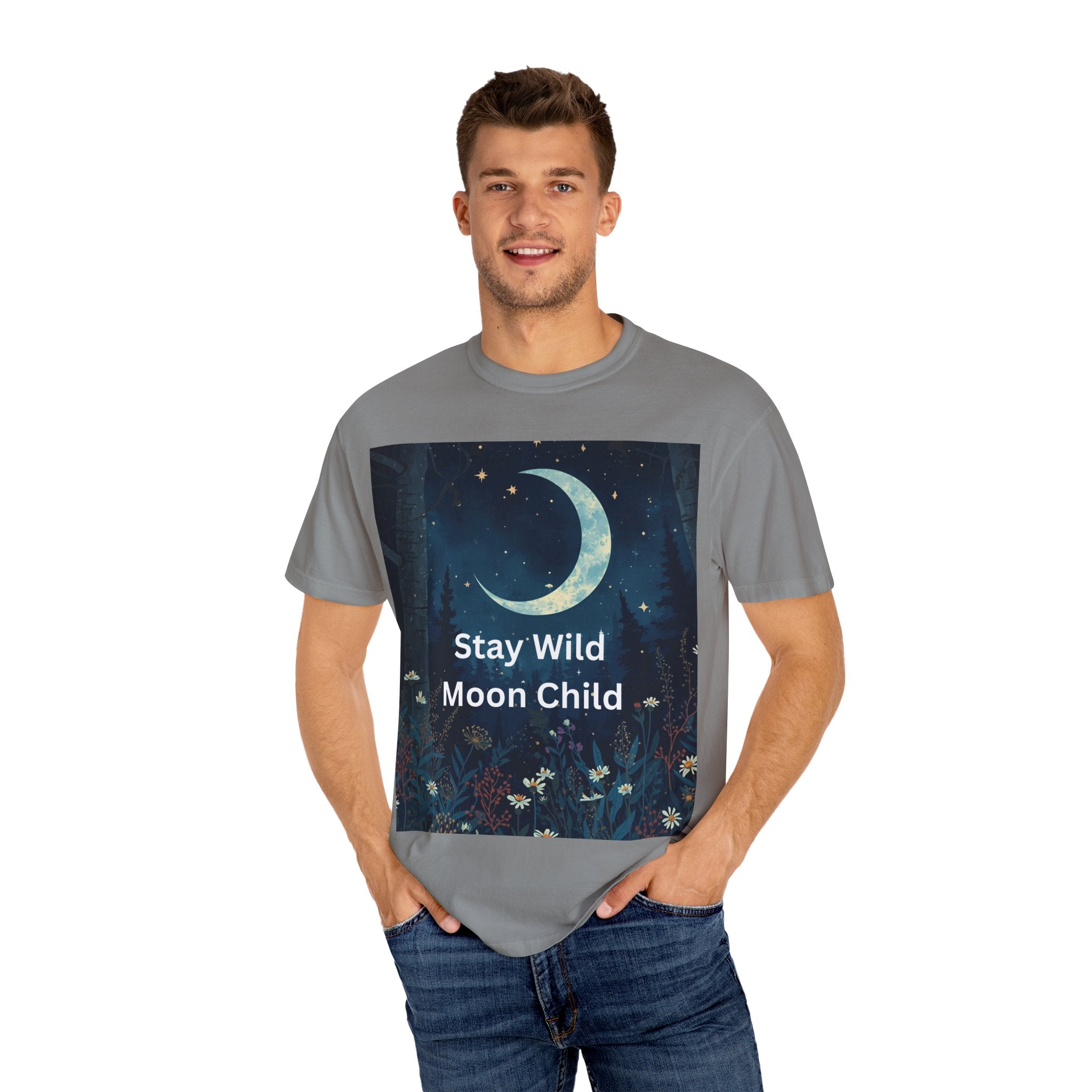 Unisex Stay Wild Moon Child T-Shirt, Stay Wild Graphic Tee, Boho Style Shirt, Gift for Nature Lovers, Vintage Vibe Apparel