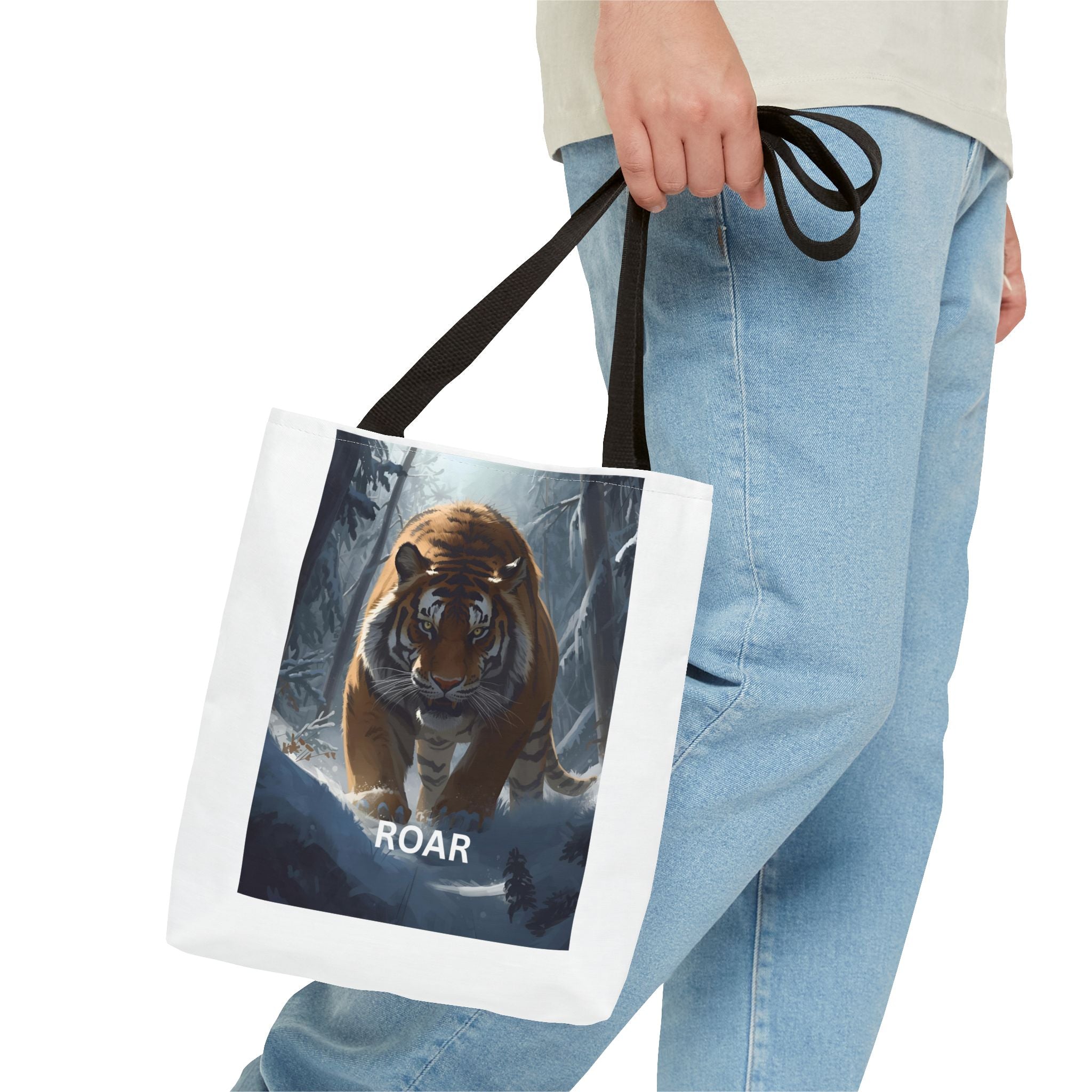Majestic Tiger Snow Roar Tote Bag | Roar Wildlife Bag, Eco Friendly Tote, Animal Lover Gift, Stylish Shopping Bag, Nature-Theme Accessories