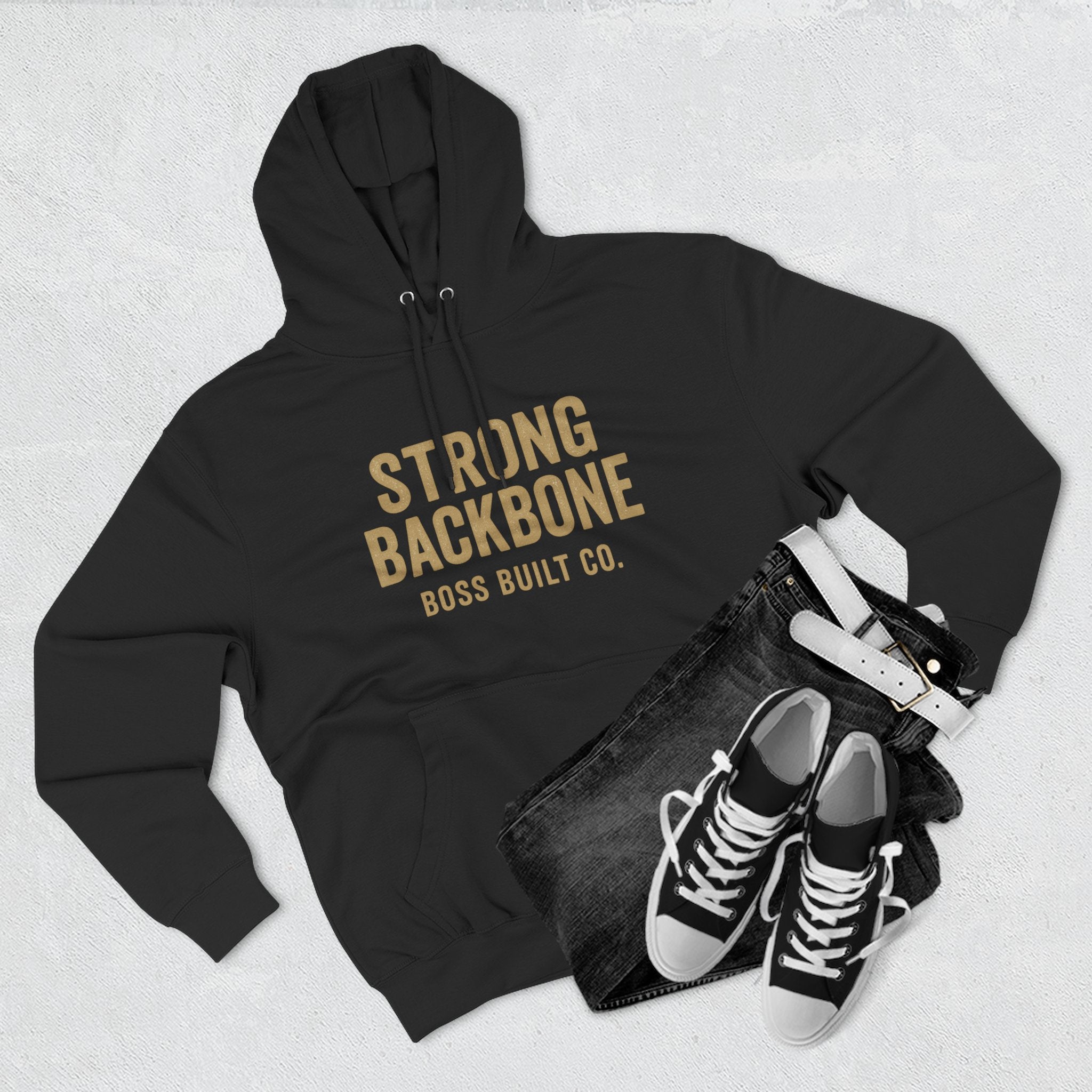 Strong Backbone Hoodie — 'Boss Built Co.' Vintage Fitness Hoodie