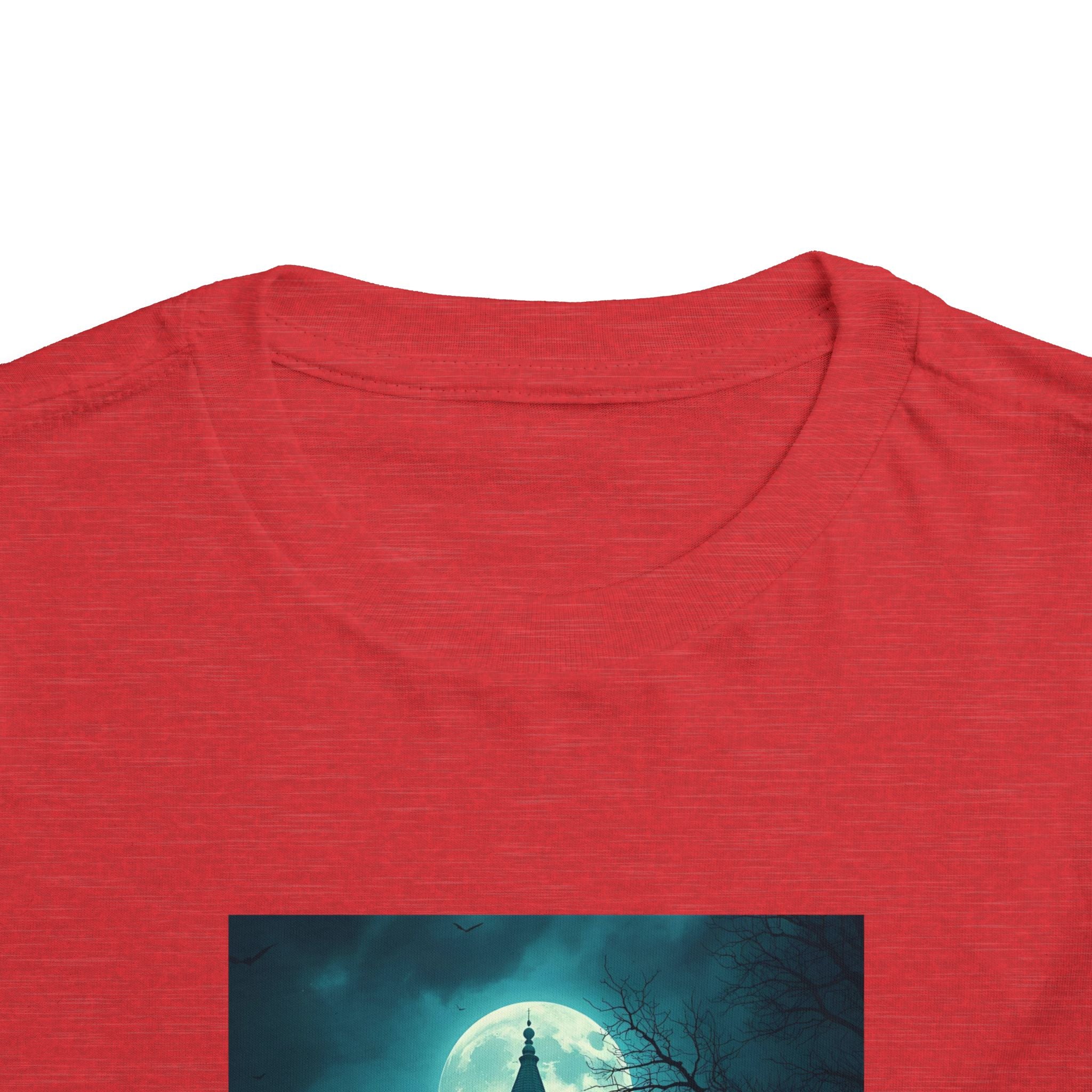 Haunted Moonlight Toddler Halloween Short Sleeve Tee, Ghostly Castle Shirt, Spooky Toddler Tee, Kids Halloween Costume Top, Fall Festivity Apparel