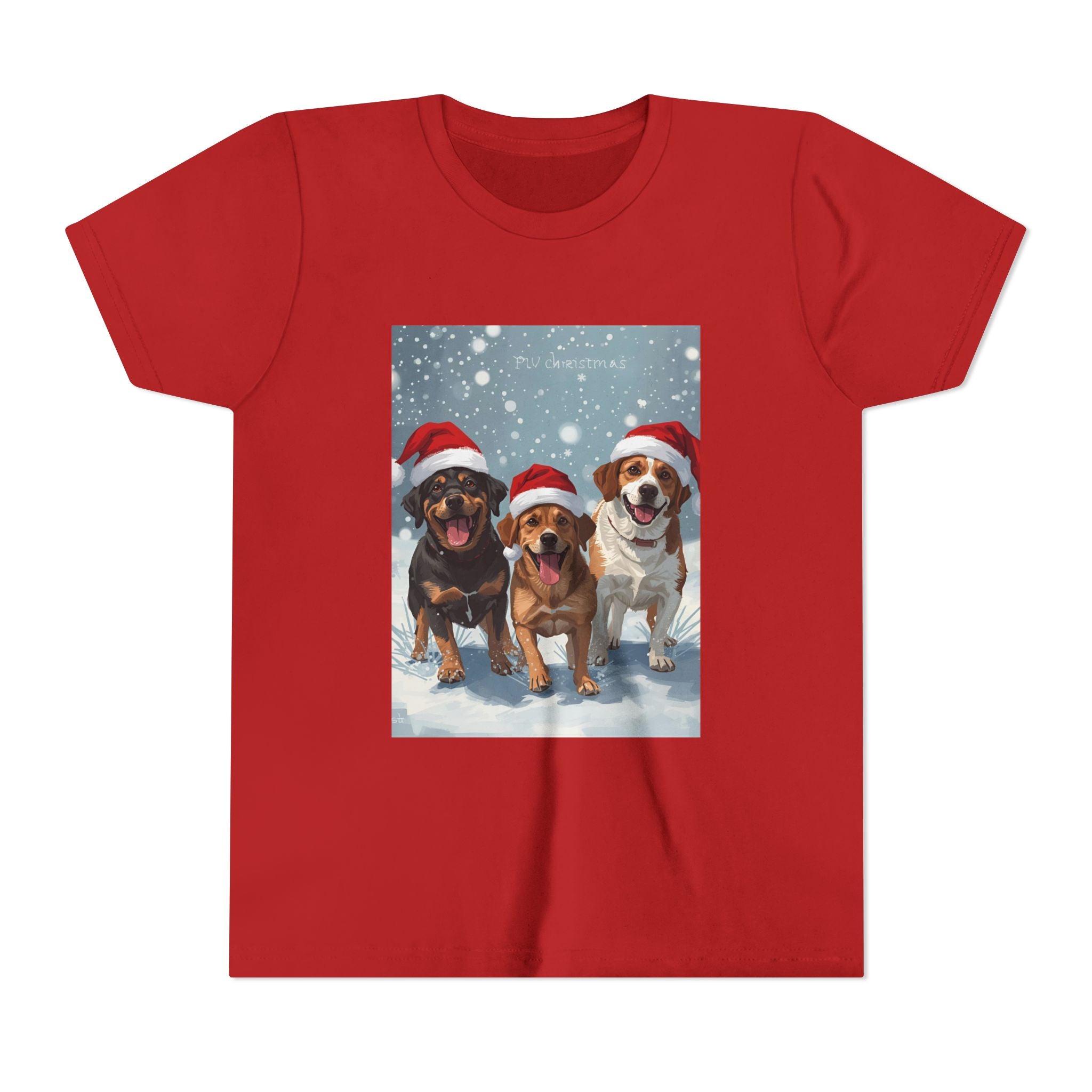 Cute Christmas Dogs Youth Short Sleeve Tee