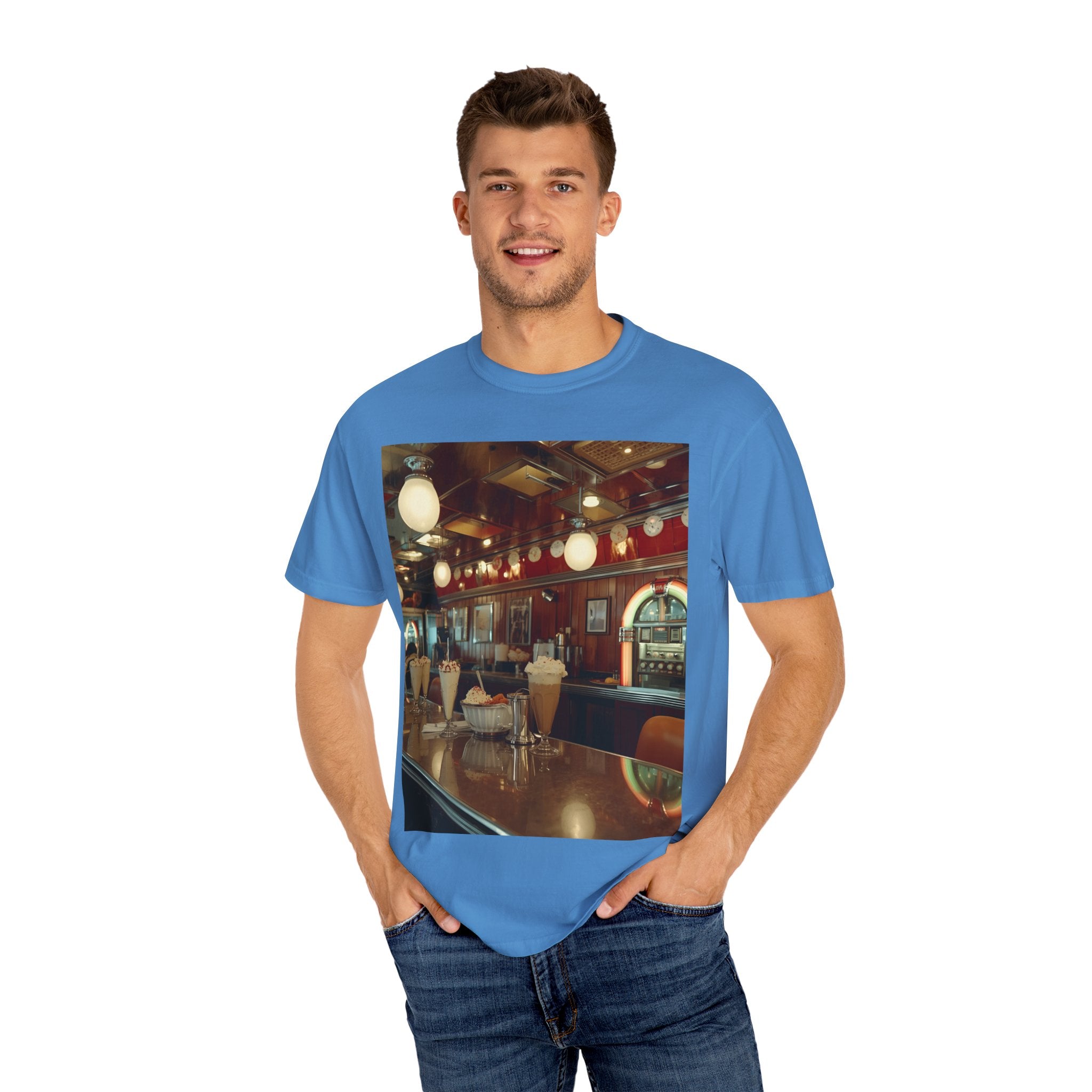 Cozy Cafe Vibe T-Shirt | Unisex Garment-Dyed Tee for Casual Outings, Vintage Style, Ice Cream Lovers, Retro Aesthetic, Everyday Wear