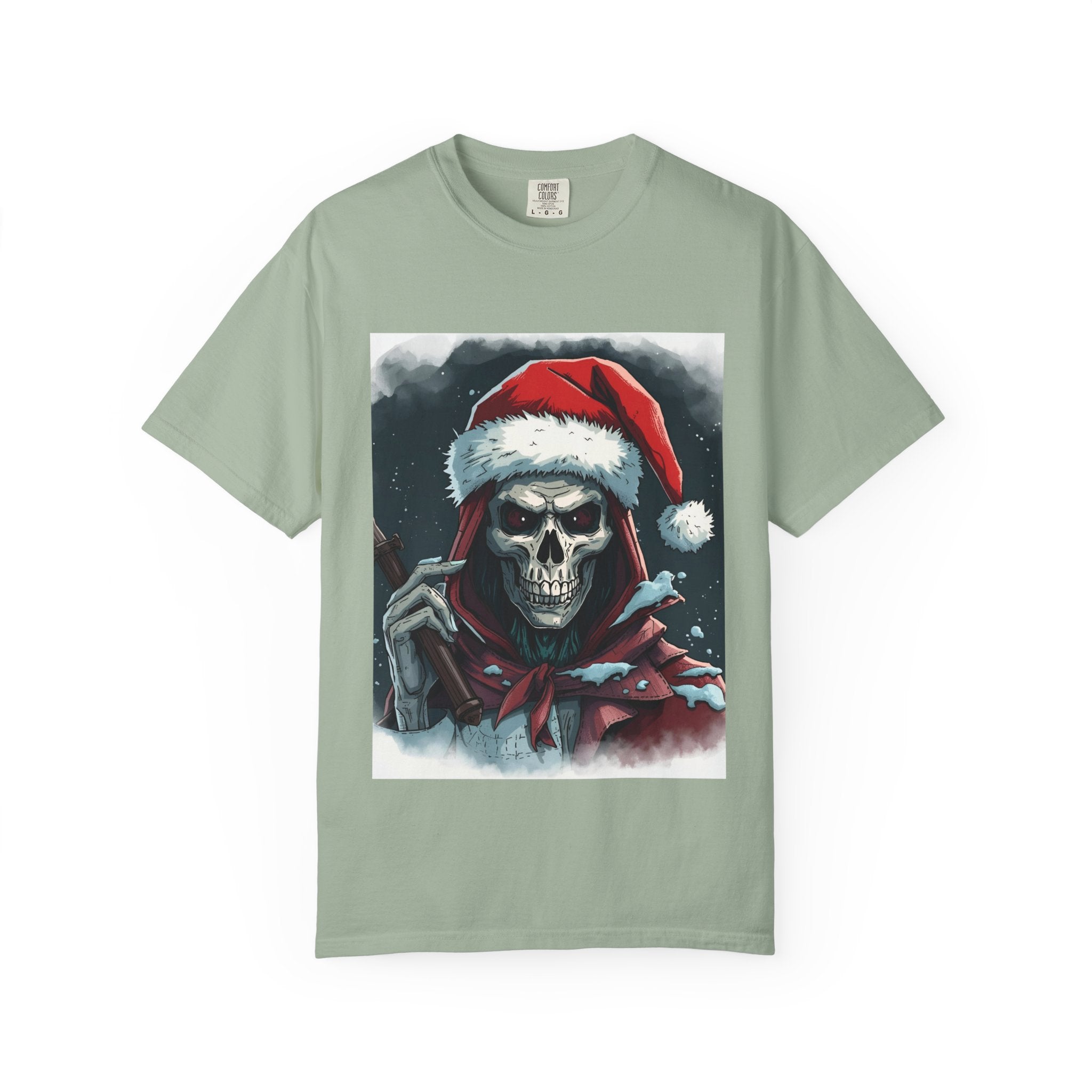 Spooky Santa Skull Graphic T-Shirt - Unisex Holiday Apparel, Christmas Gift, Casual Wear, Graphic Tee, Halloween Shirt