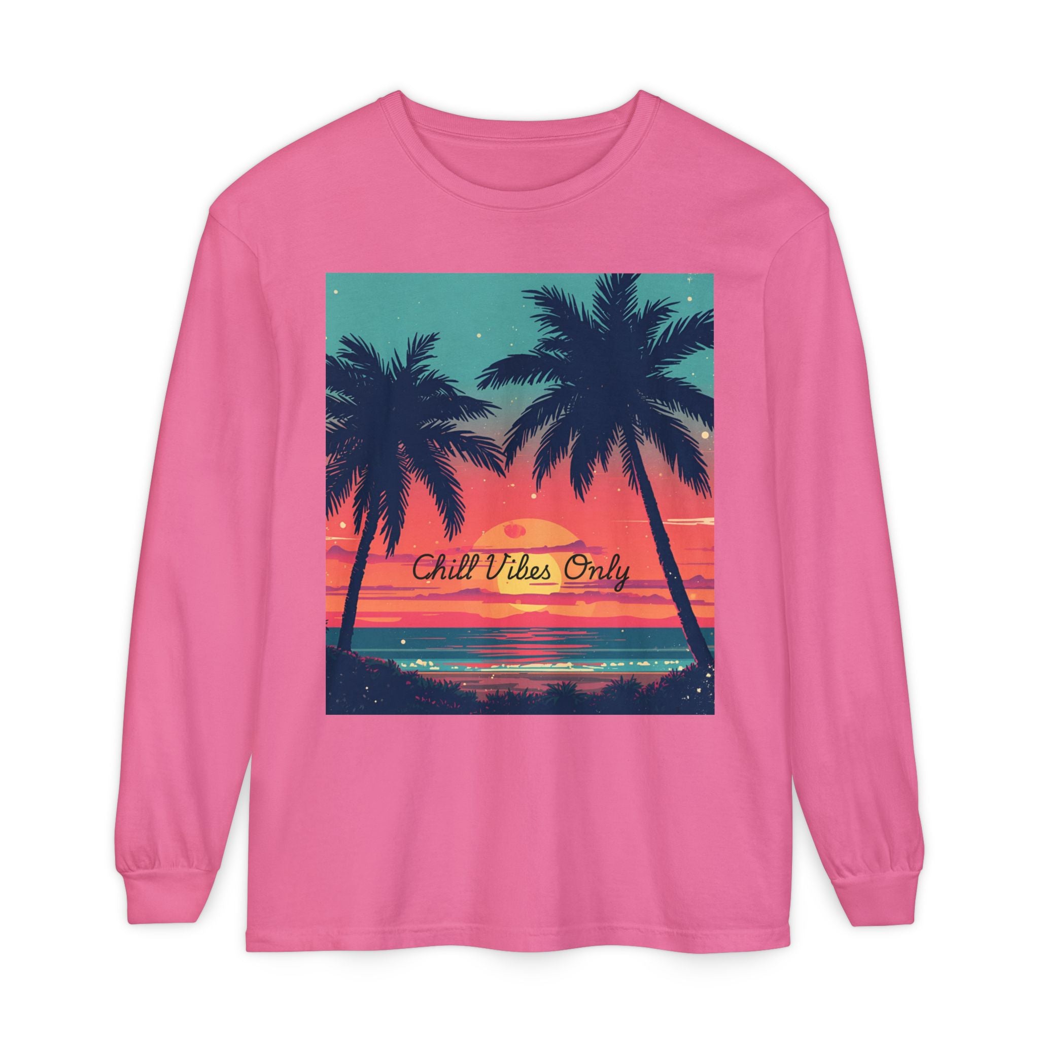 Tropical Sunset Unisex Garment-dyed Long Sleeve T-Shirt