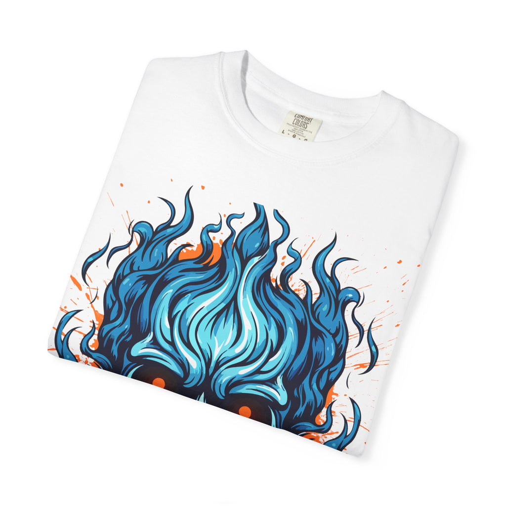 Flaming Skull T-Shirt, Unisex Graphic Tee, Edgy Casual Wear, Halloween Apparel, Gift for Rock Music Fans