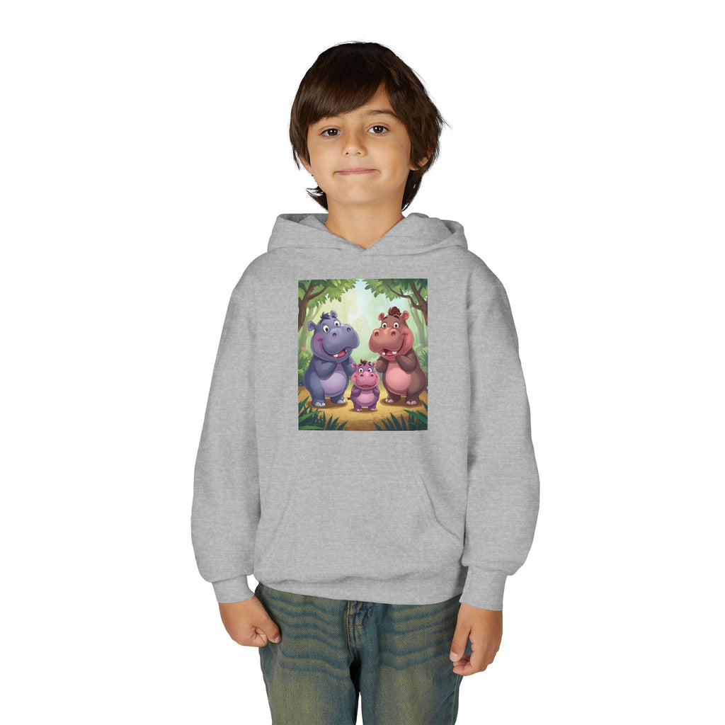 Hippo Cute Youth Heavy Blend Hooded Sweatshirt