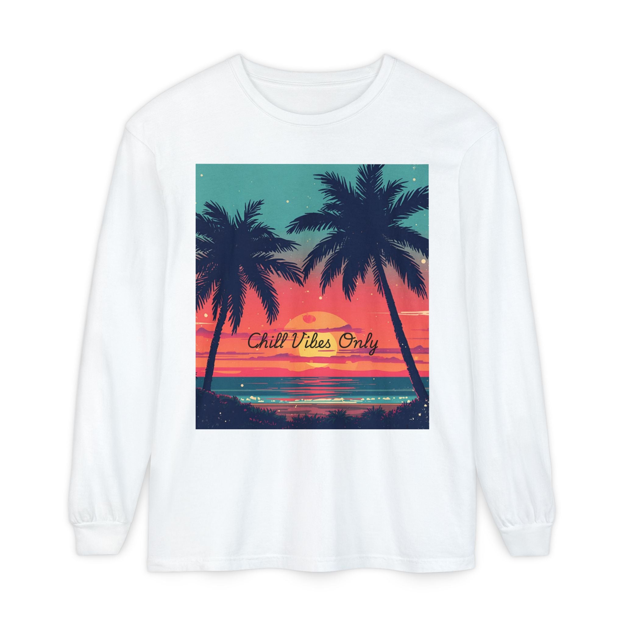 Tropical Sunset Unisex Garment-dyed Long Sleeve T-Shirt