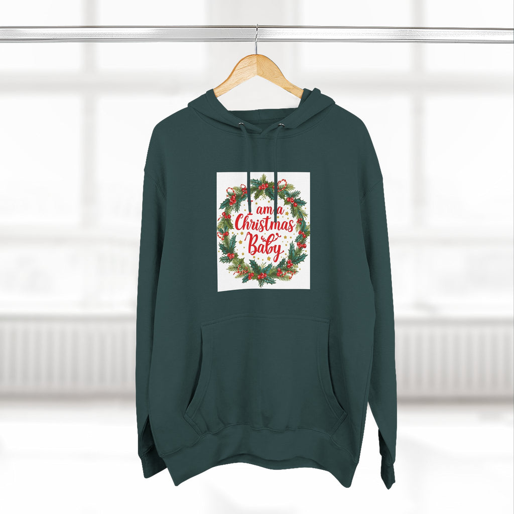 I AM A Christmas Baby Three-Panel Fleece Hoodie