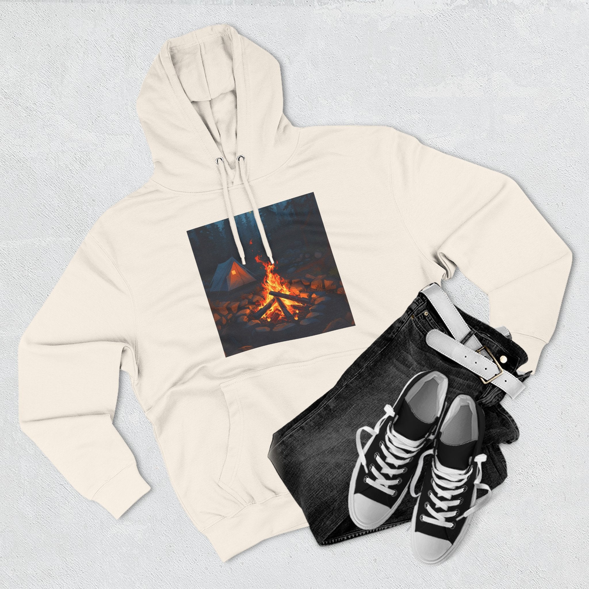 Cozy Campfire Fleece Hoodie, Outdoor Adventure Sweatshirt, Camping Gift, Warm Hoodie, Nature Lover Apparel