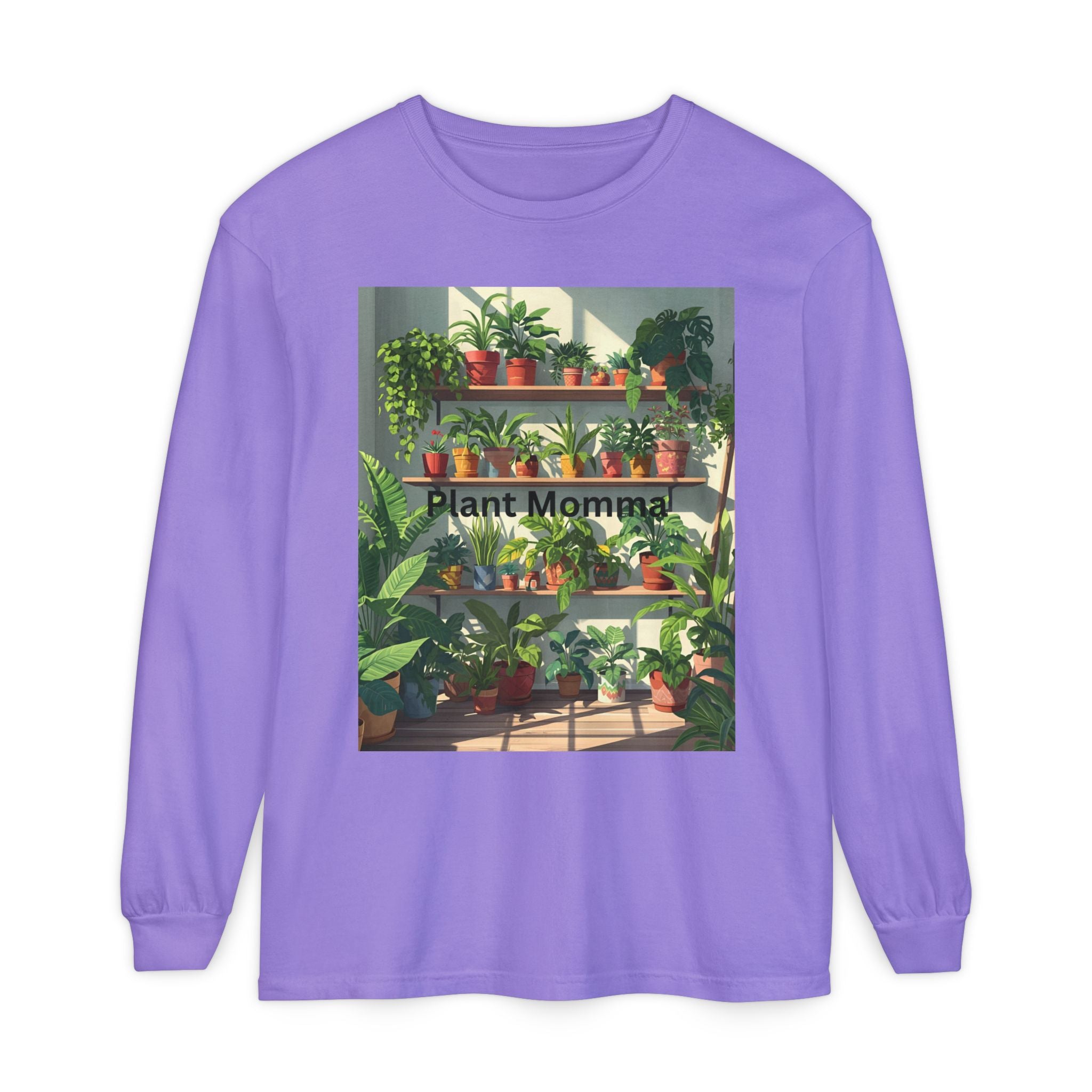 Plant Momma Long Sleeve T-Shirt, Perfect for Plant Lovers, Gardening Gifts, Eco-friendly Fashion, Casual Wear, Spring Celebrations