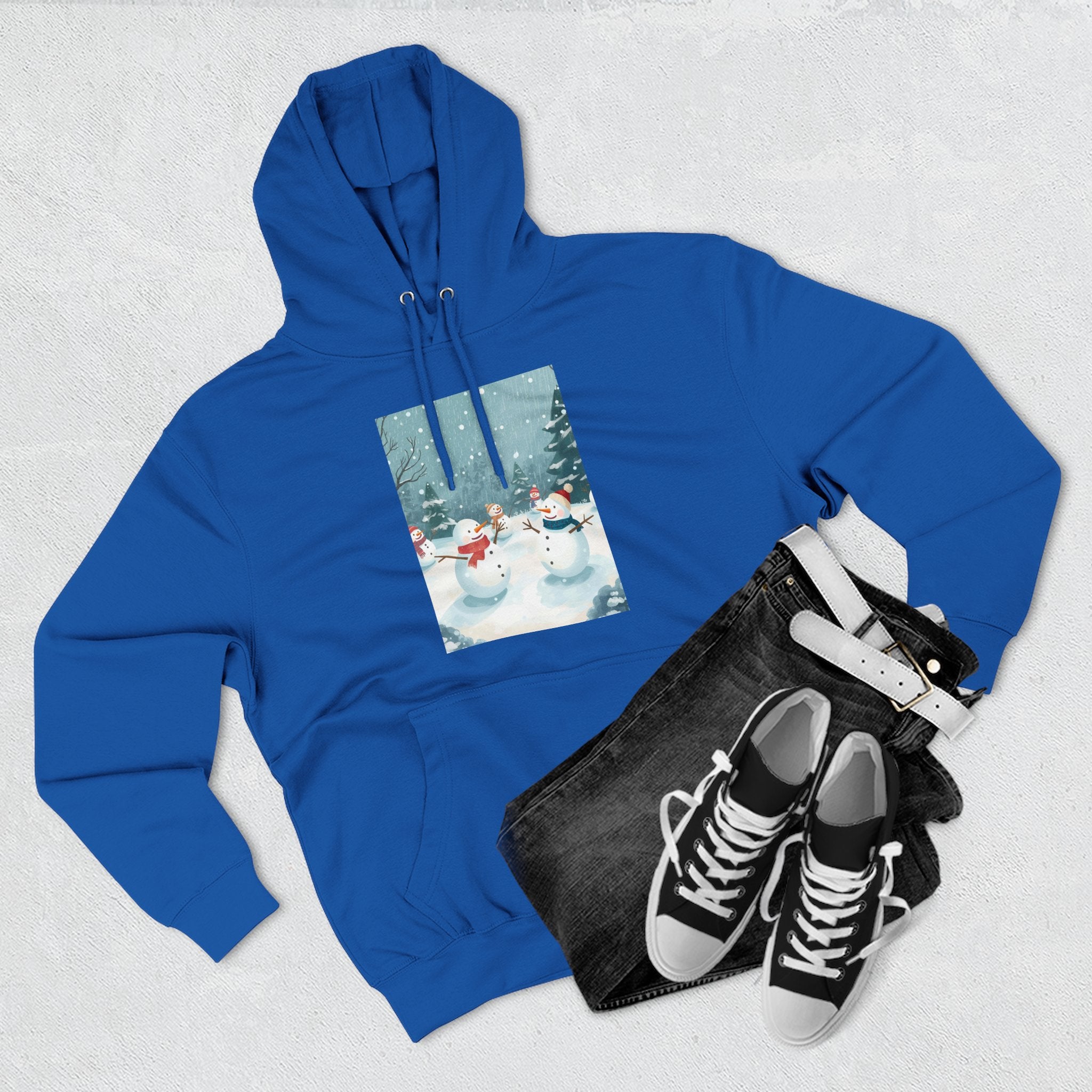 Cozy Snowman Hoodie, Winter Apparel, Holiday Gift, Christmas, Fleece Hoodie, Seasonal Style, Cold Weather Wear