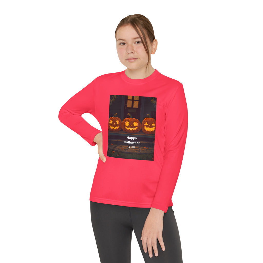 Halloween Pumpkin Youth Long Sleeve Competitor Tee