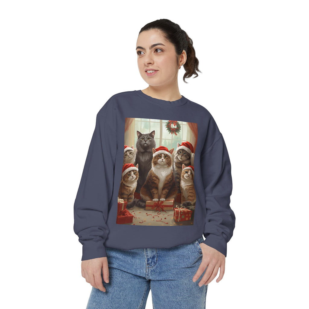 Cozy Holiday Cat Sweatshirt, Festive Sweatshirt for Cat Lovers, Christmas Gift for Pet Owners, Cute Cat Apparel, Winter Wardrobe Essential