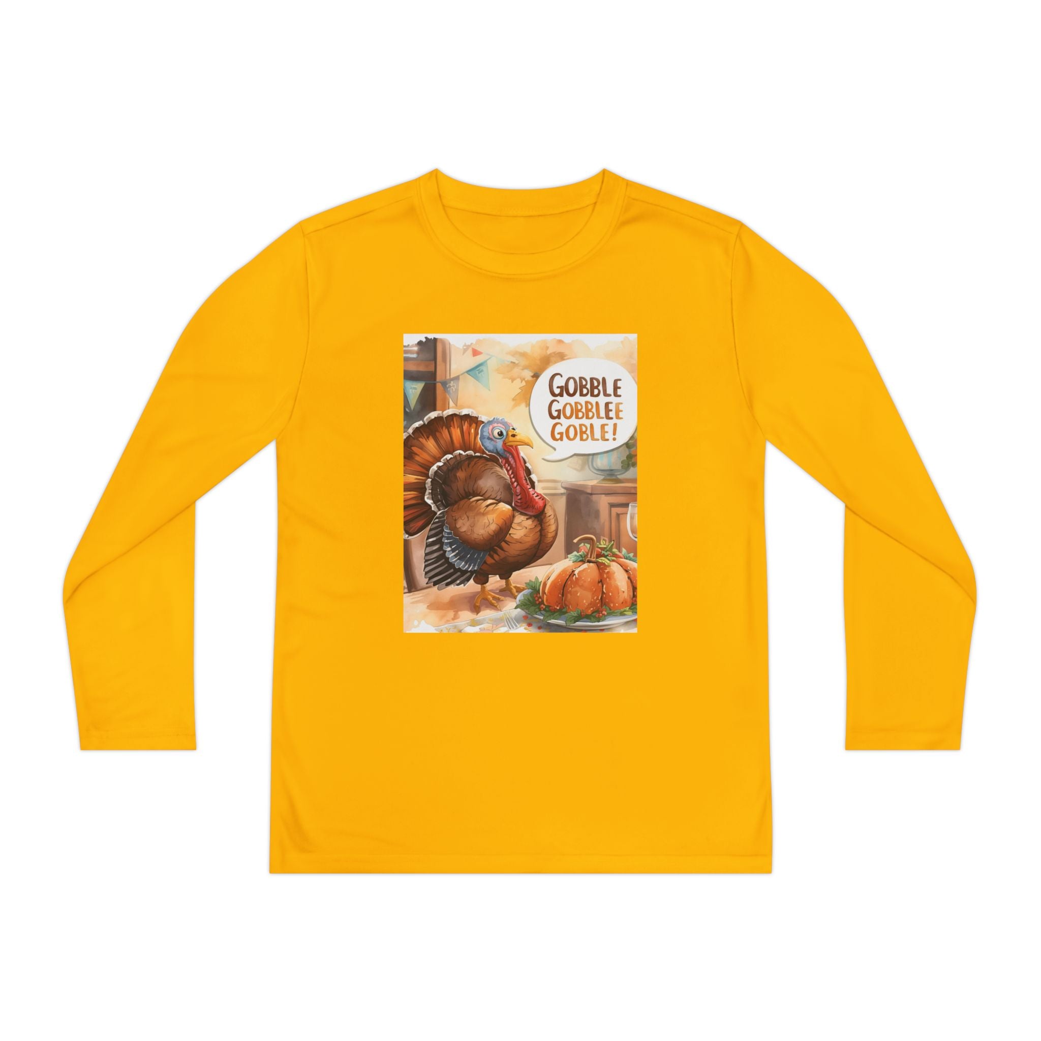 Thanksgiving Turkey Youth Long Sleeve Competitor Tee