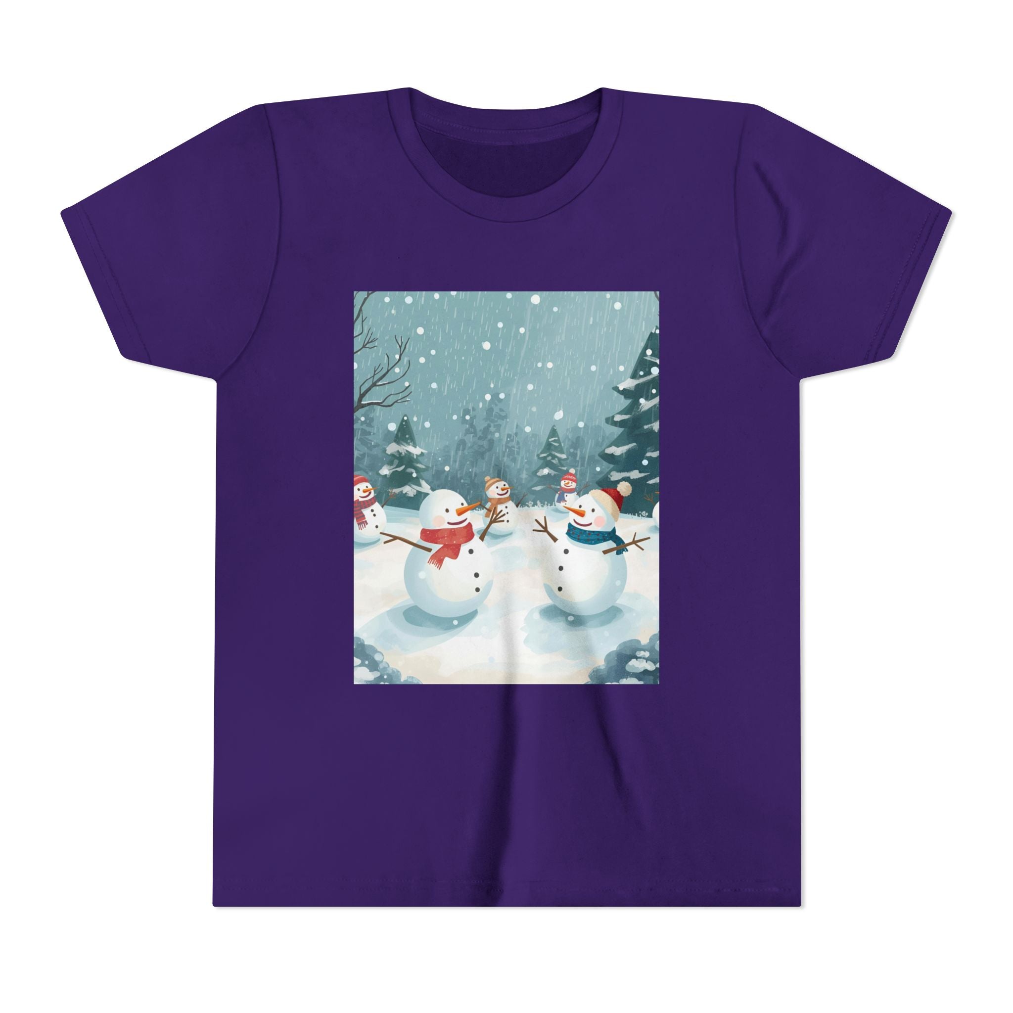Festive Christmas Snowman Youth Short Sleeve Tee