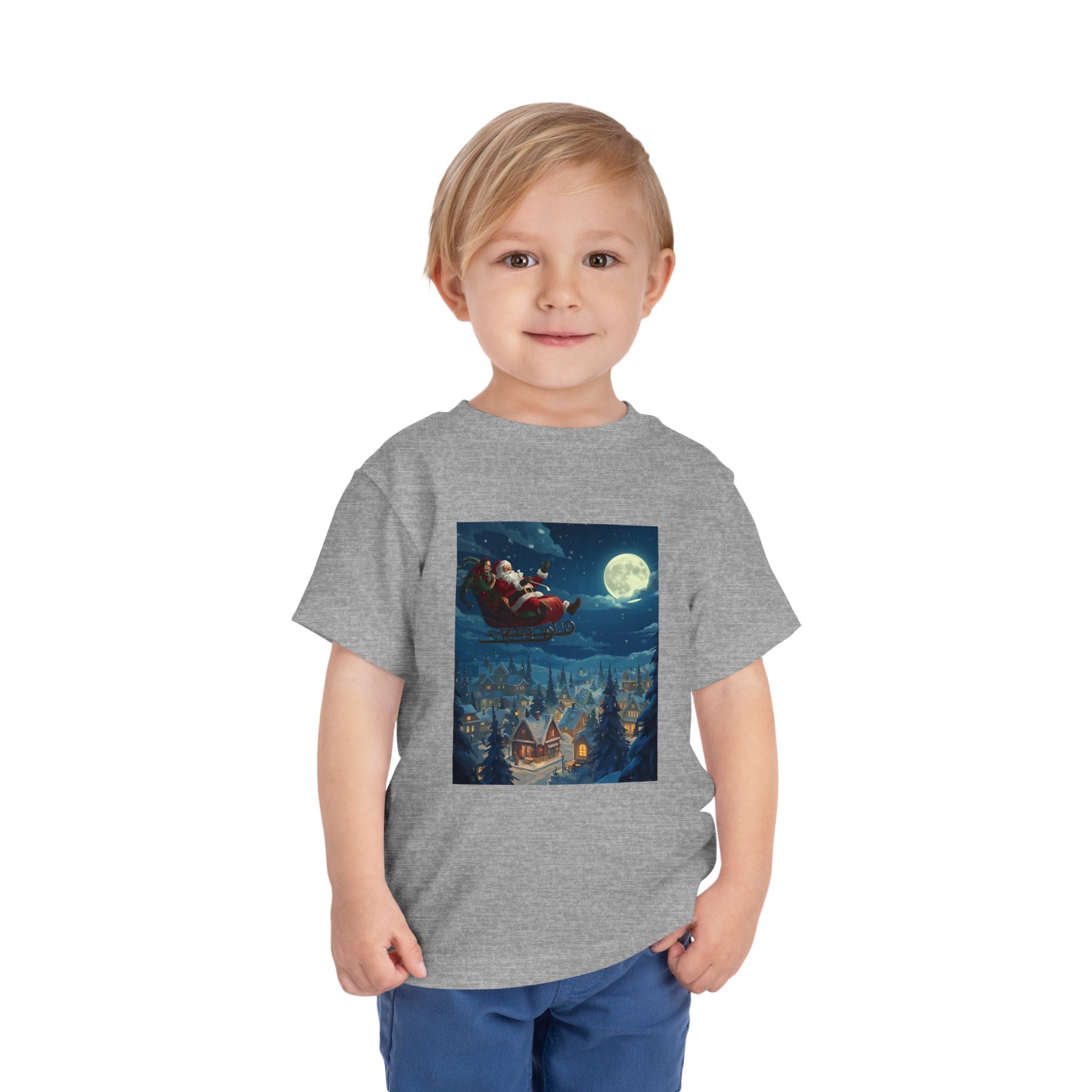 Christmas Santa Sleigh Toddler Short Sleeve Tee