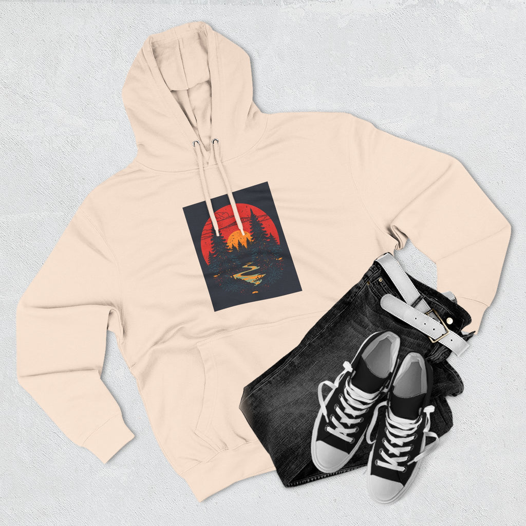 Cozy Nature Sunset Hoodie, Graphic Fleece Sweatshirt, Outdoor Apparel, Fall Fashion, Gift for Nature Lovers, Winter Wear