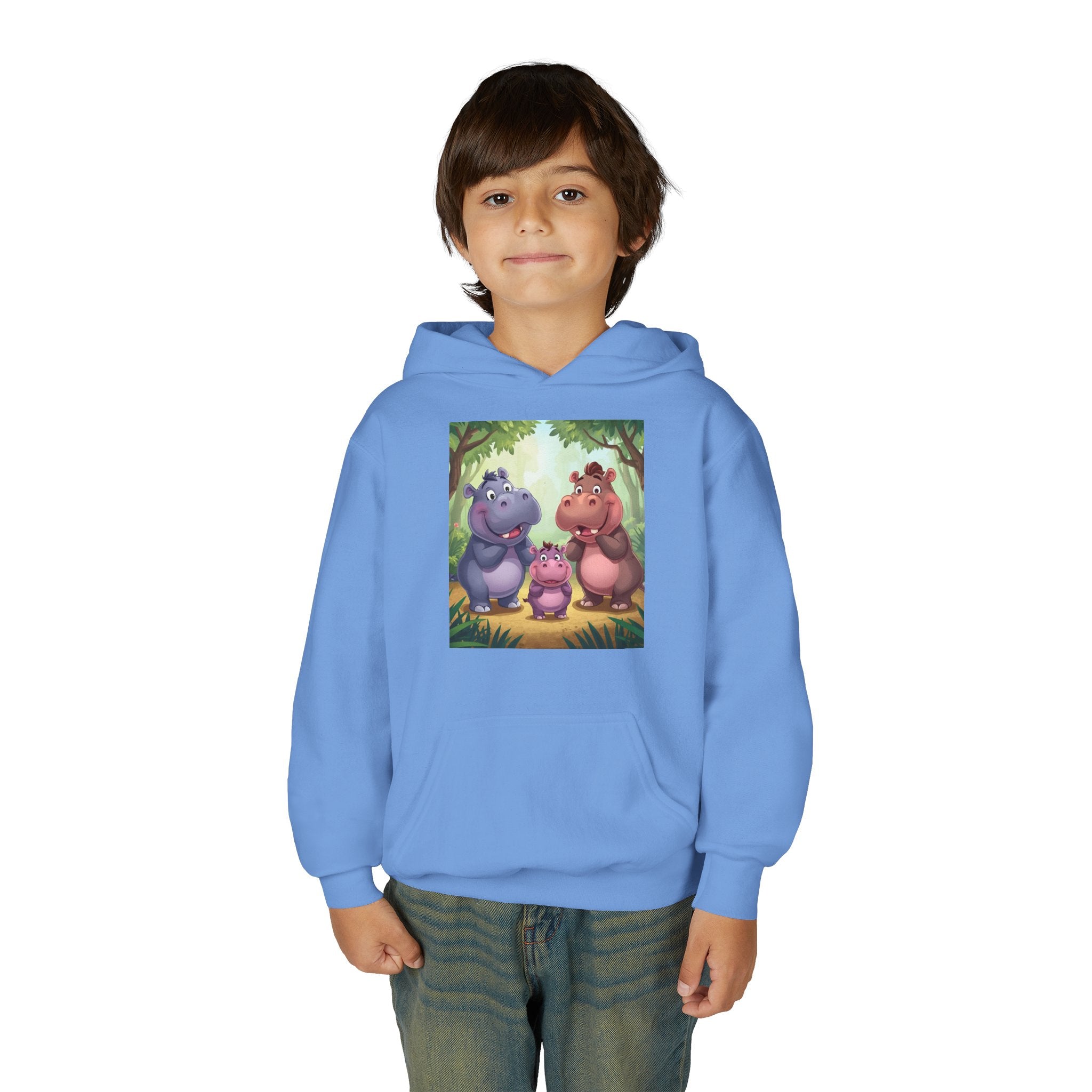Hippo Cute Youth Heavy Blend Hooded Sweatshirt