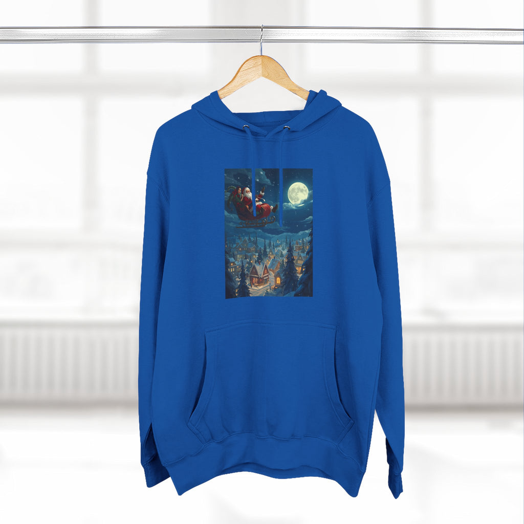 Christmas Santa Sleigh Three-Panel Fleece Hoodie