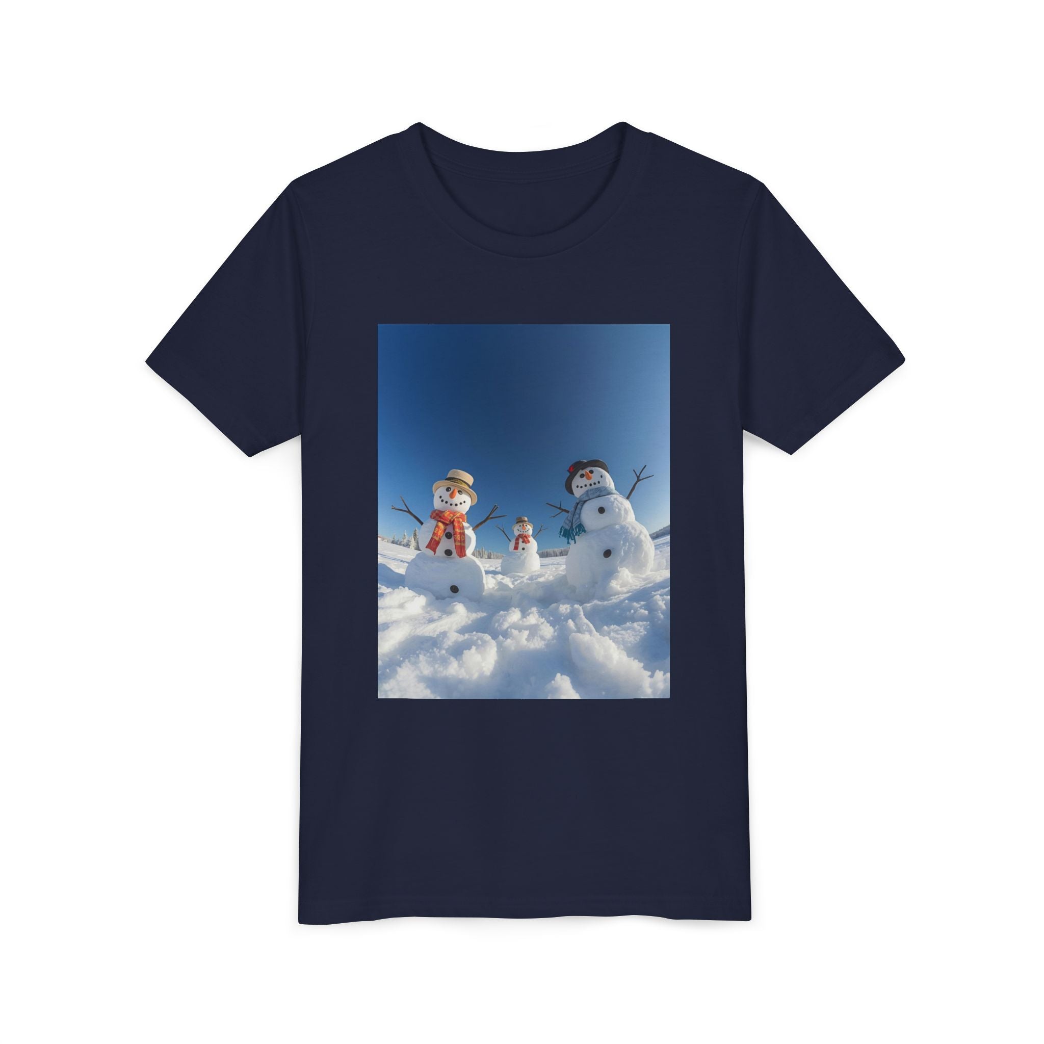Festive Christmas Snowman Family Youth Short Sleeve Tee
