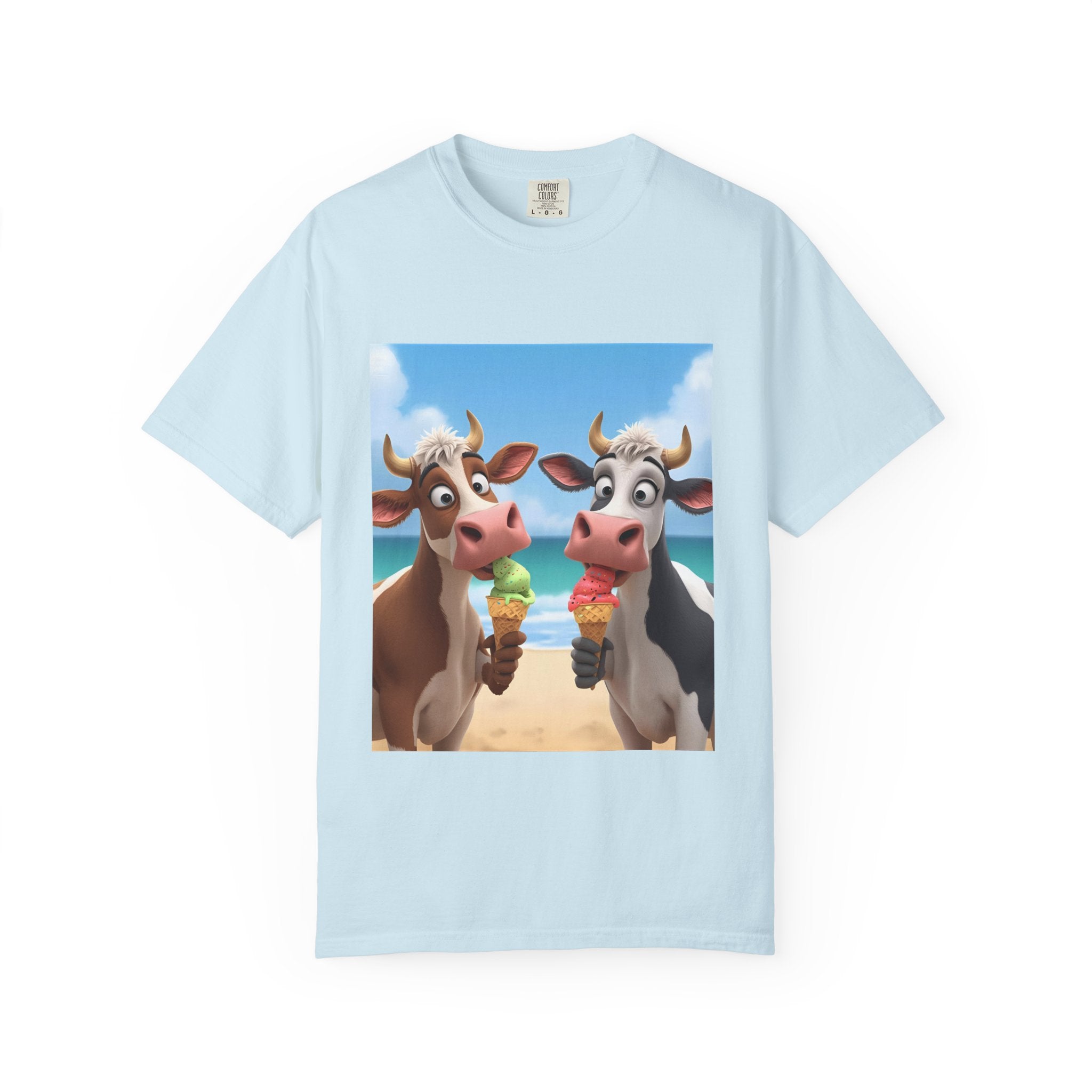 Cute Cow Ice Cream T-Shirt, Fun Summer Tee, Animal Lover Gift, Unisex Casual Top, Beach Vibes Apparel, Cute Gift for Friends