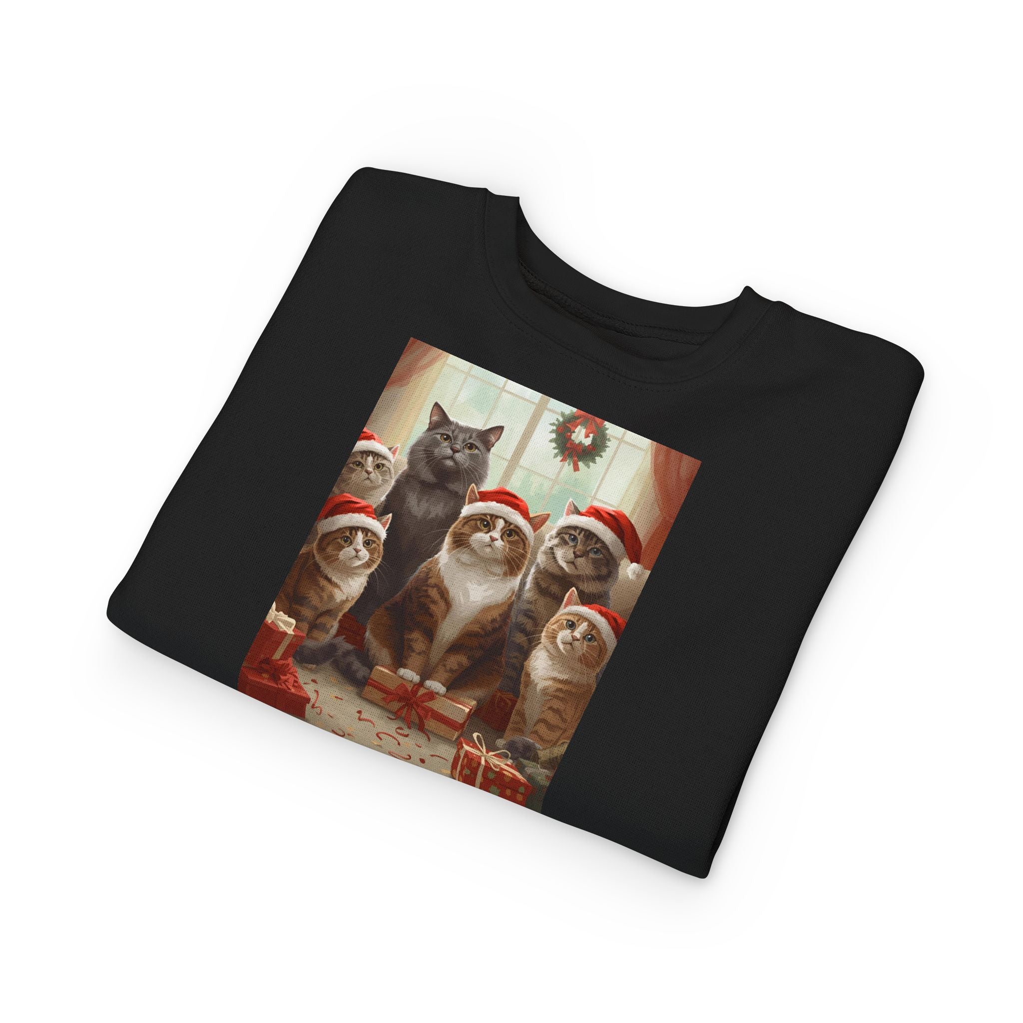 Cute Festive Christmas Cat Toddler Sweatshirt