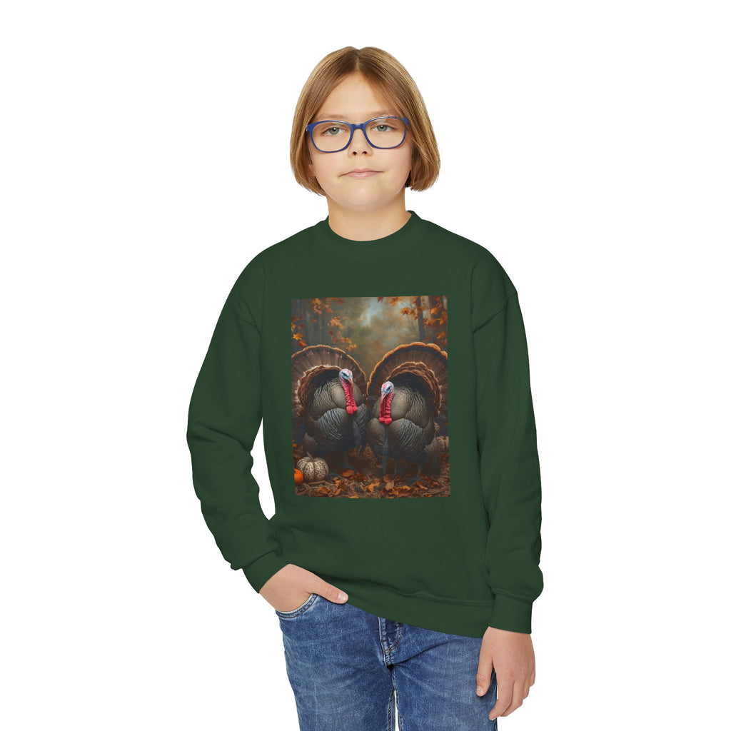 Thanksgiving Thankful Turkeys Youth Crewneck Sweatshirt, Cozy Fall Apparel, Thanksgiving Gift, Kids Sweatshirt, Autumn Fashion