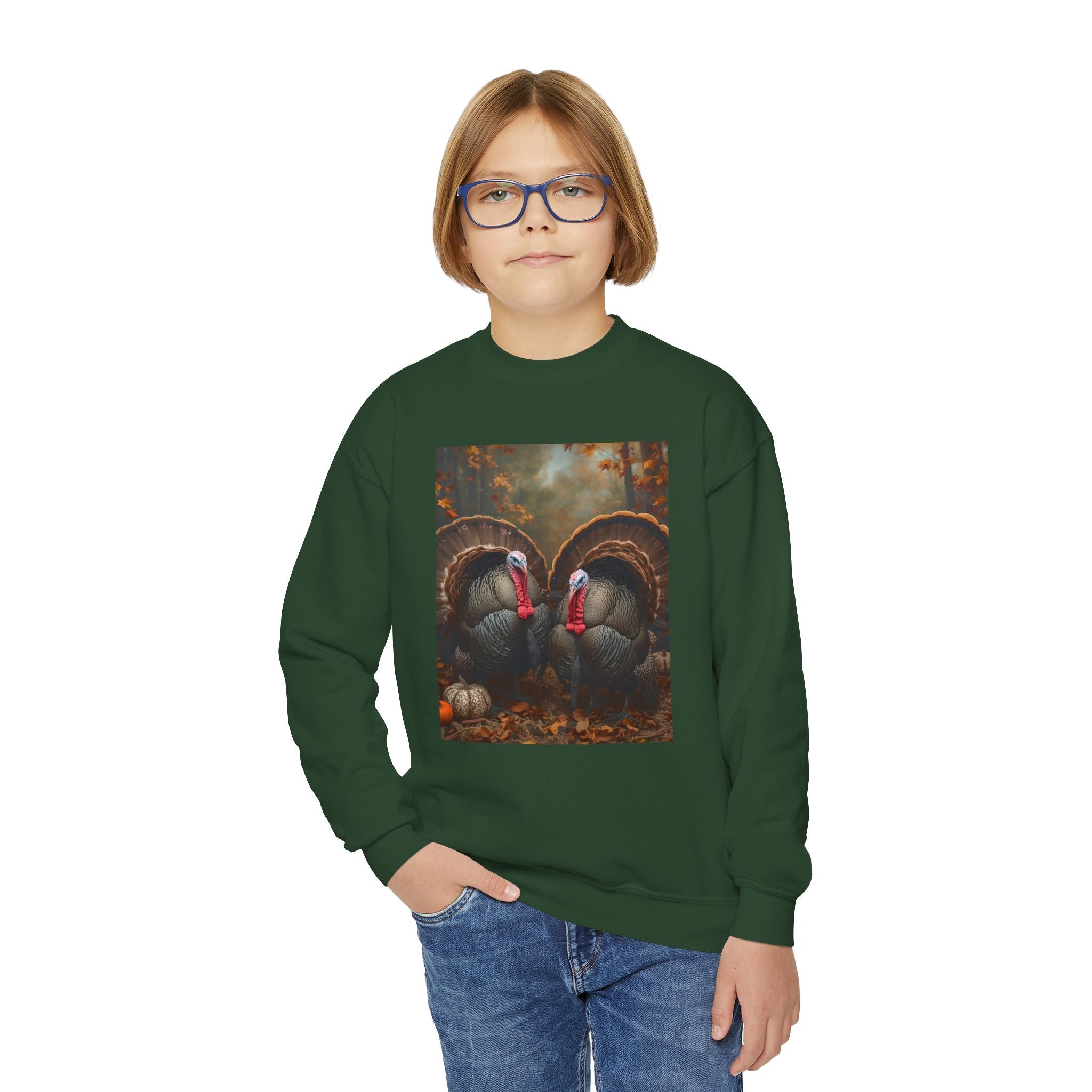 Thanksgiving Thankful Turkeys Youth Crewneck Sweatshirt, Cozy Fall Apparel, Thanksgiving Gift, Kids Sweatshirt, Autumn Fashion