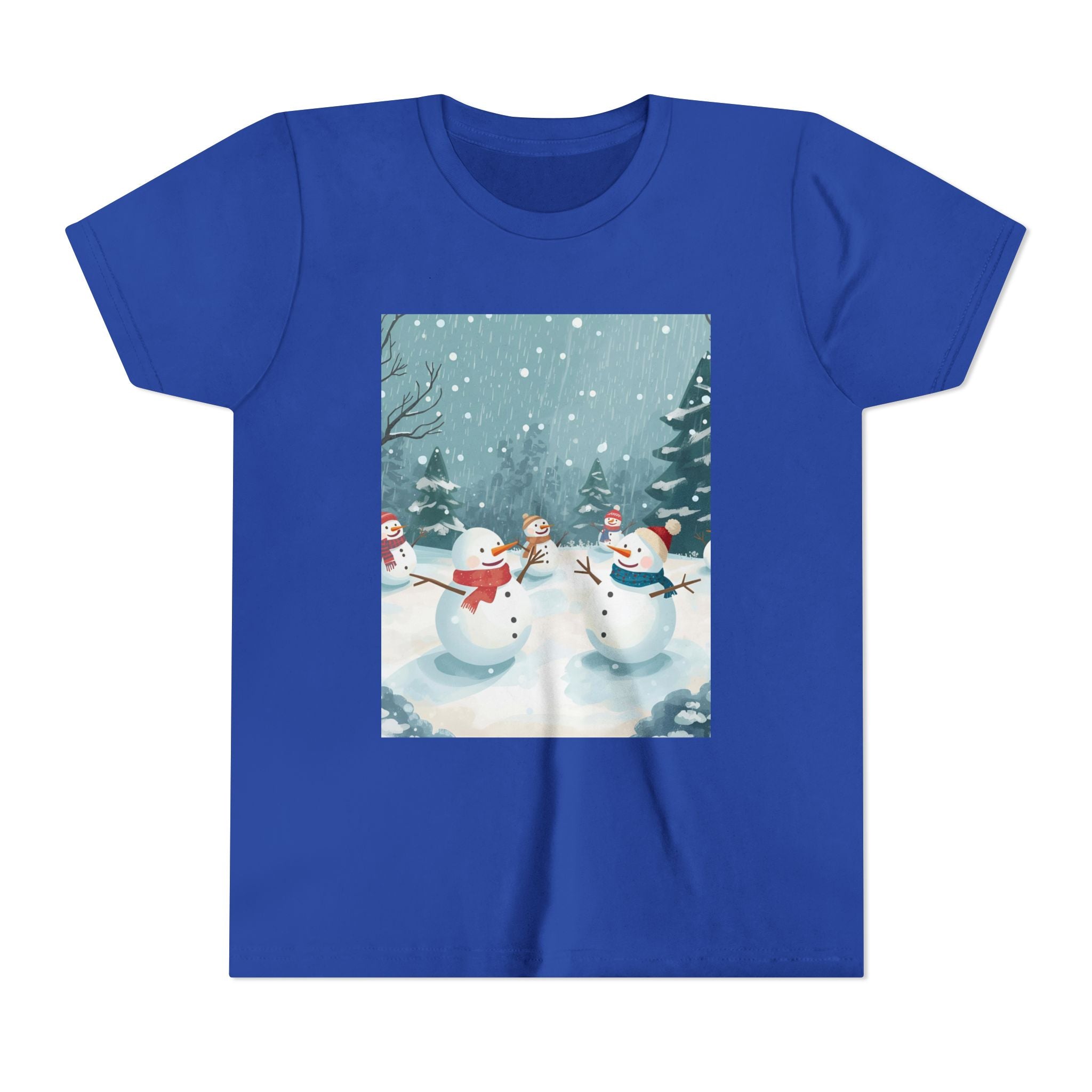 Festive Christmas Snowman Youth Short Sleeve Tee