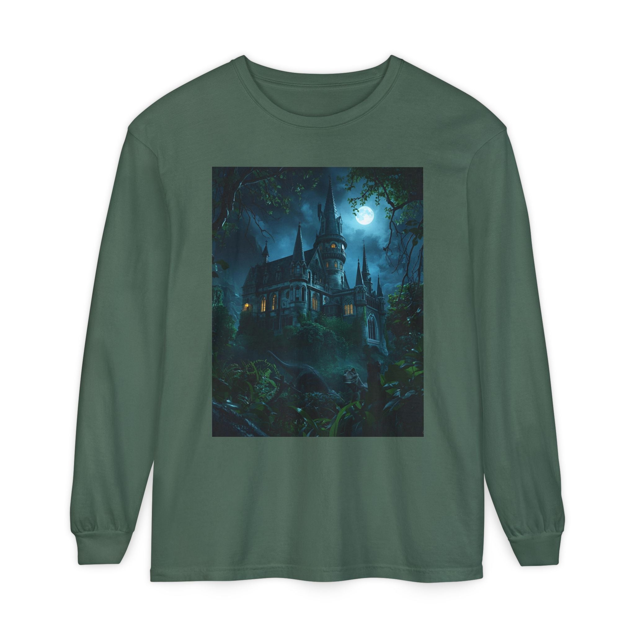Mystical Night Scene Unisex Garment-dyed Long Sleeve T-Shirt